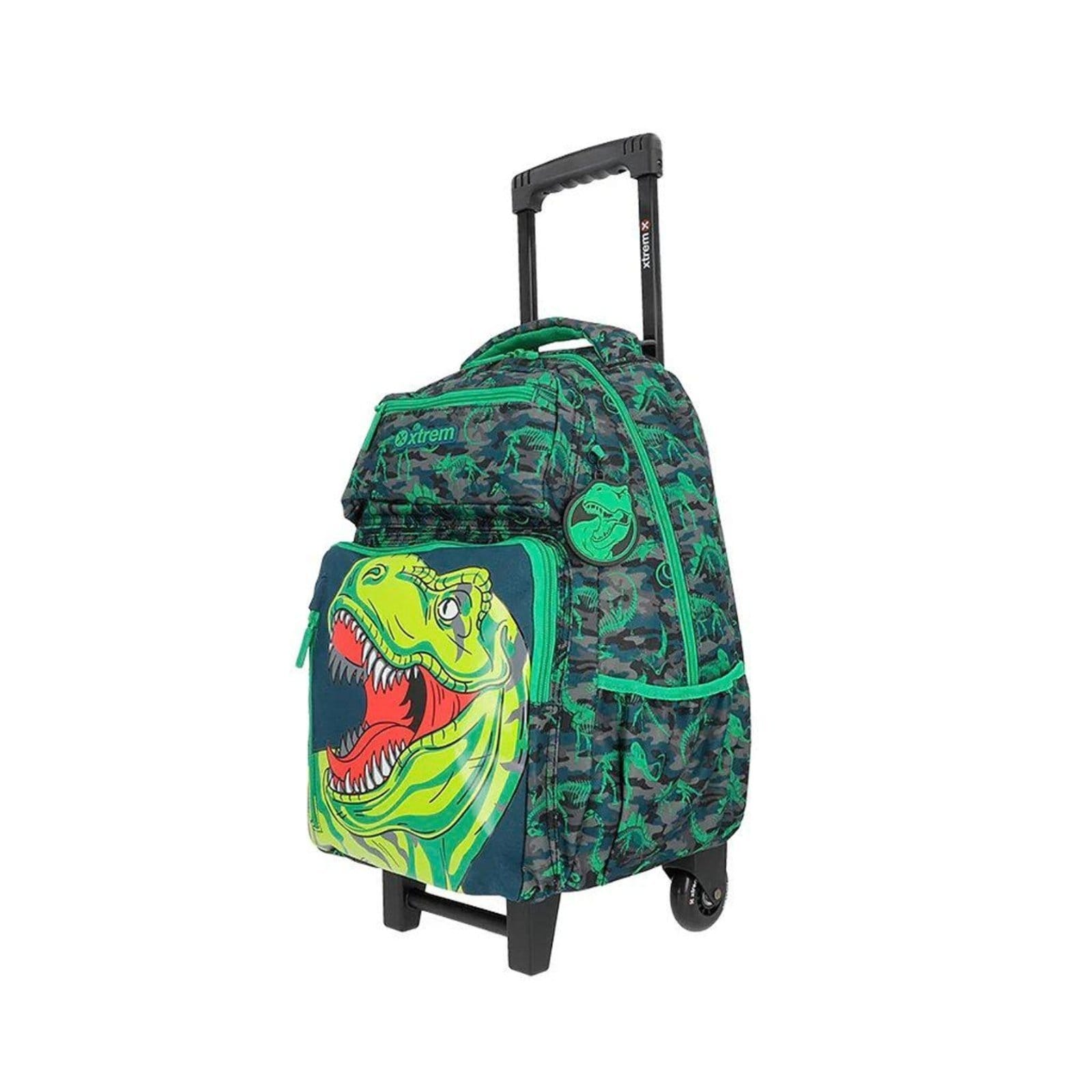 Vista 2 Mochila com Carrinho Xtrem New Run 4xt Dino Xtrem verde