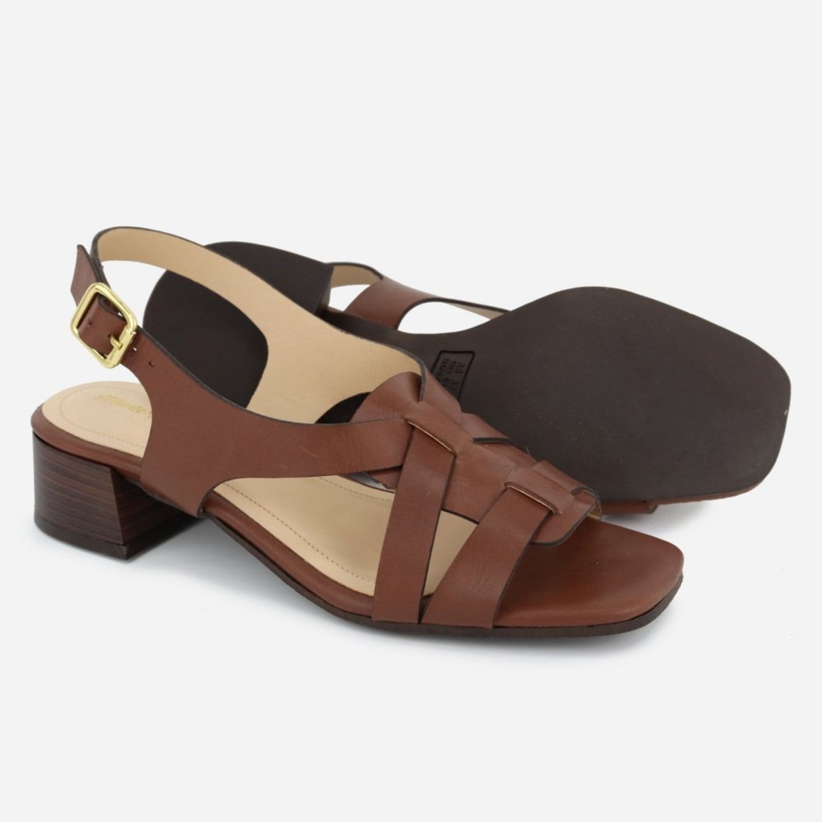 Vista 2 Sandália Feminina Salto Baixo Couro Maria Paula Santo Grosso MARIA PAULA marrom