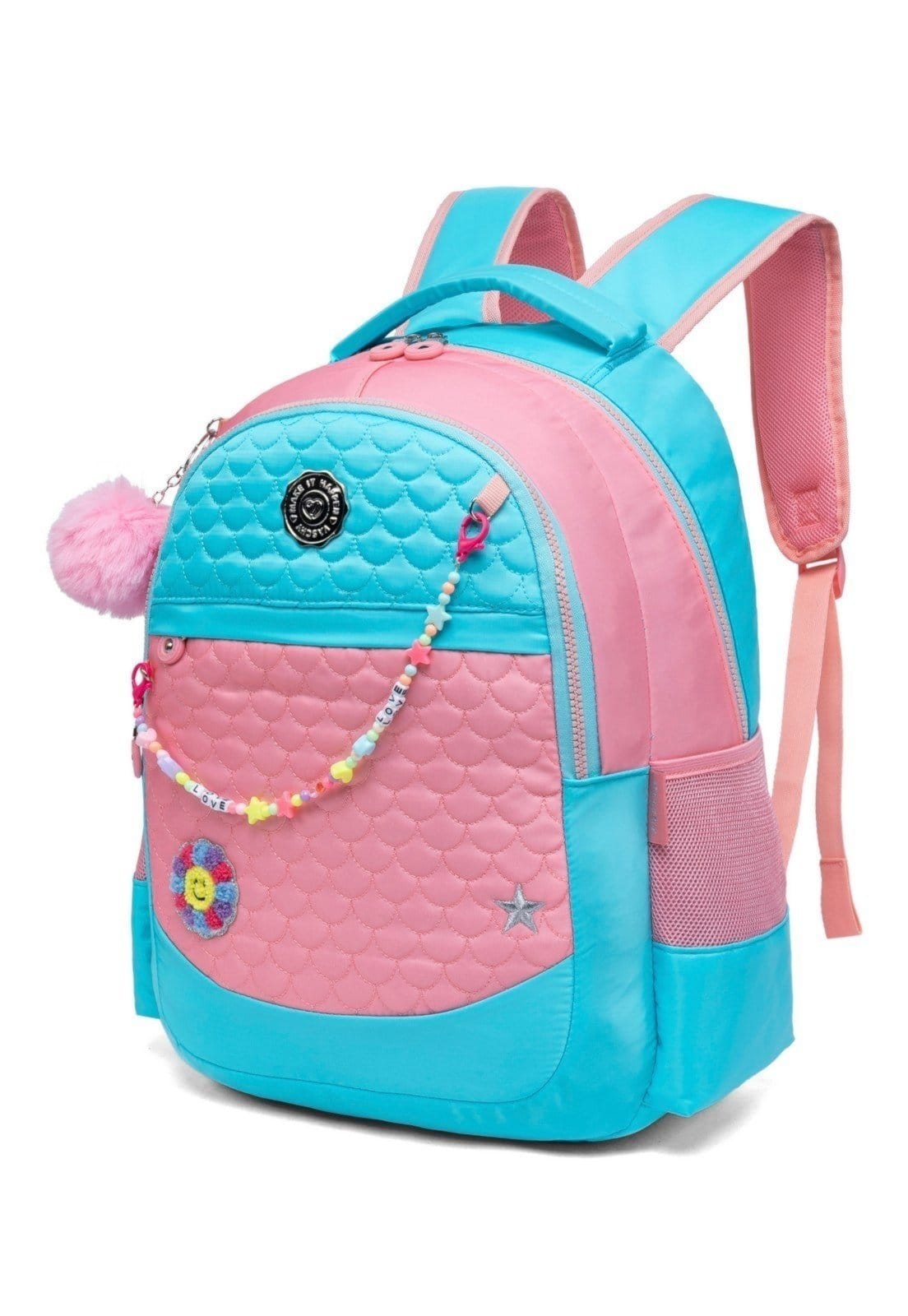 Vista 2 Mochila Menina Costas Estojo Reforçada Vaschy COBAN azul/rosa