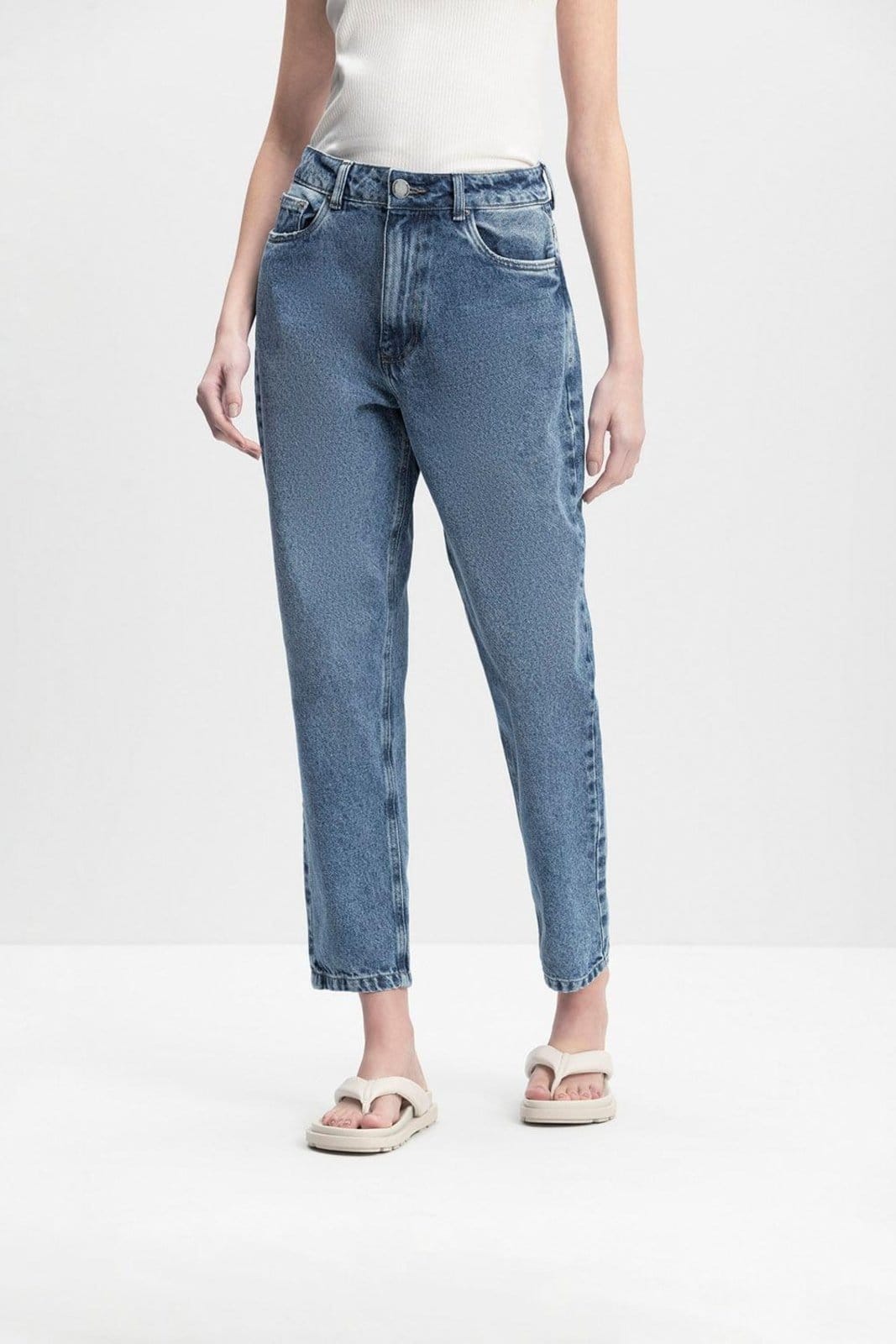 Vista 2 Calça Feminina Jeans Essendi Jeans Médio Essendi azul
