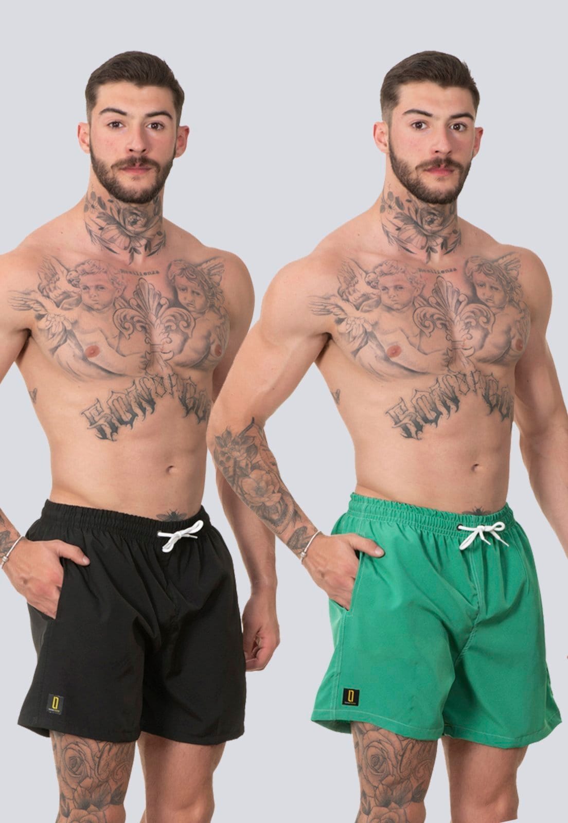 Kit 2 Short Masculino Liso Bermuda Praia Mauricinho Jr Rf140 Preto