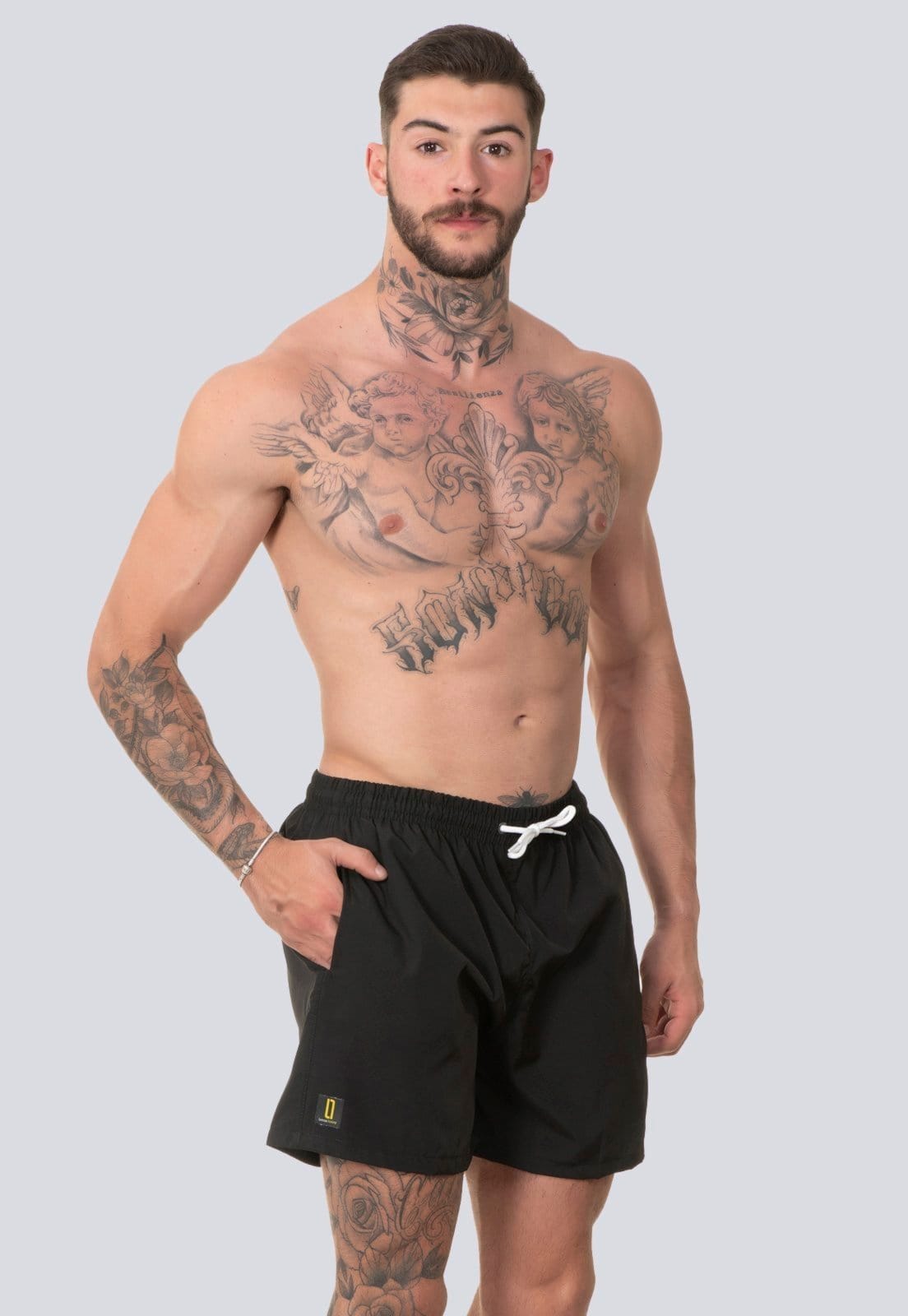 Vista 2 Kit 2 Short Masculino Liso Bermuda Praia Mauricinho Jr Rf140 Preto Lucas Lunny verde