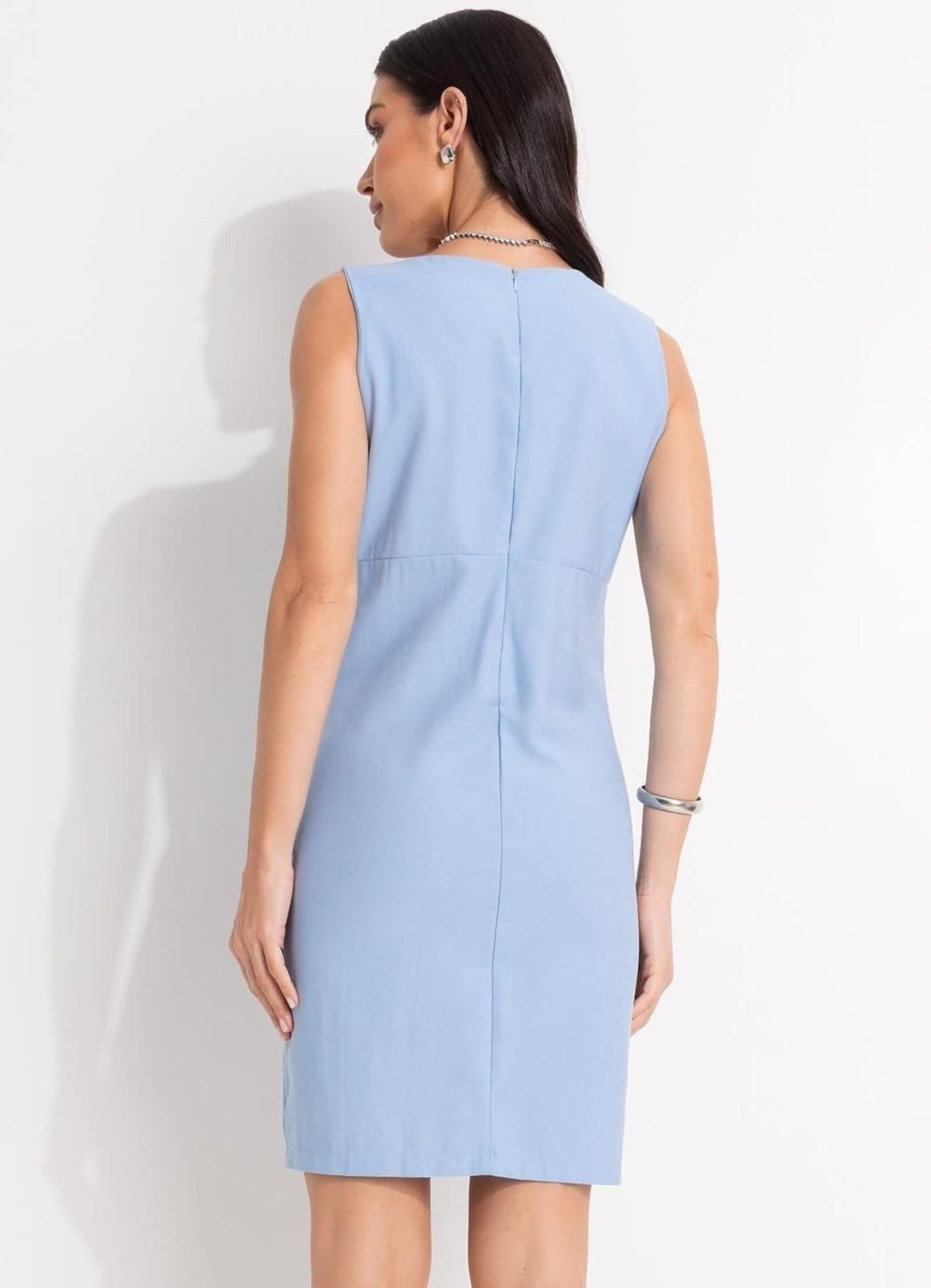 Vista 2 Vestido Em Viscose Com Poliéster Azul Claro Quintess rosa azul