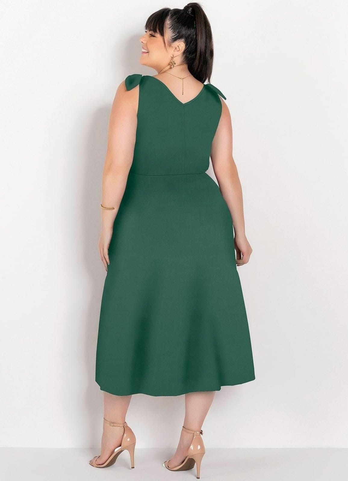 Vista 2 Vestido Em Malha Verde Escuro Marguerite preto verde