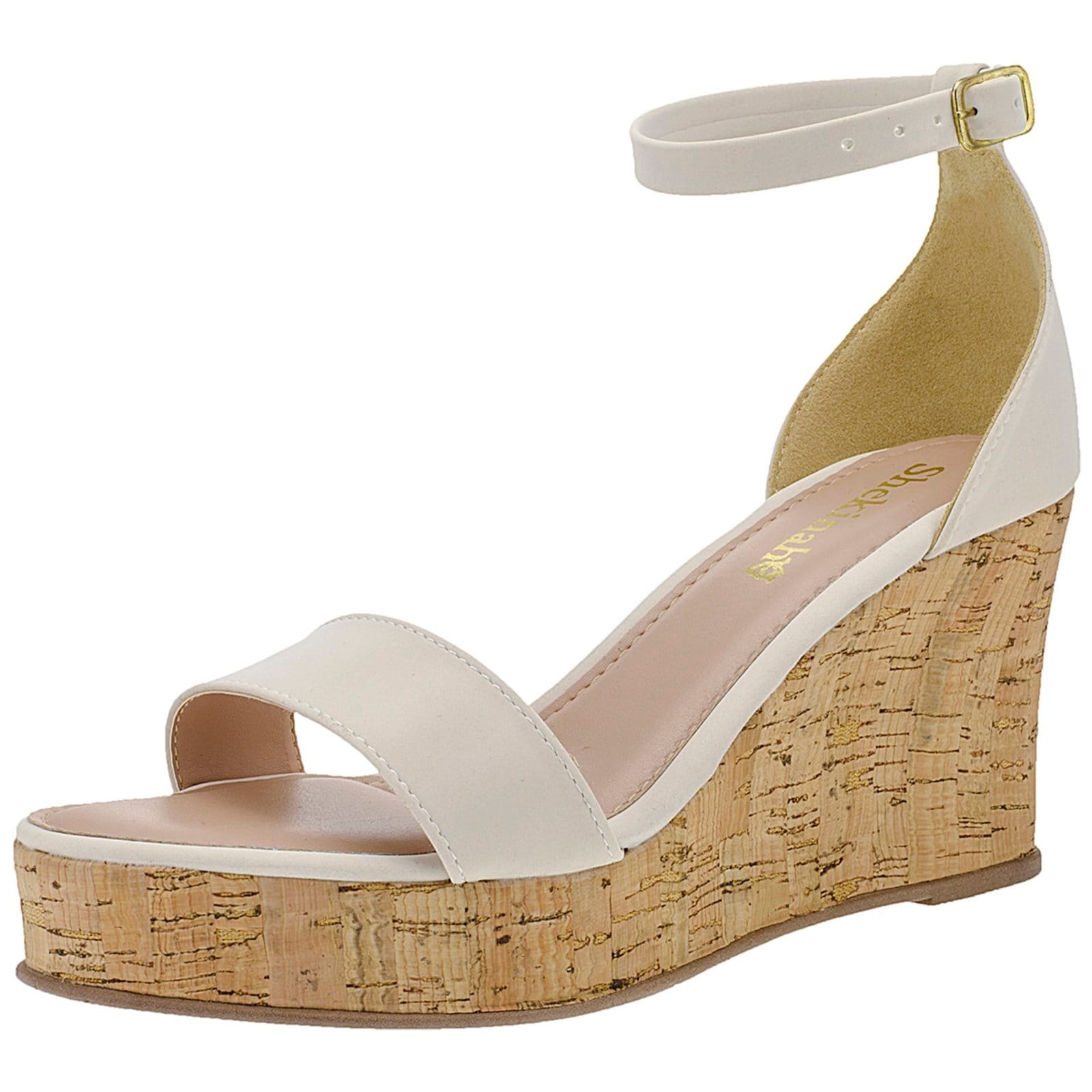 Sandália Feminina Salto Plataforma Anabela Shekinah Lançamento Confortável Moda Off White
