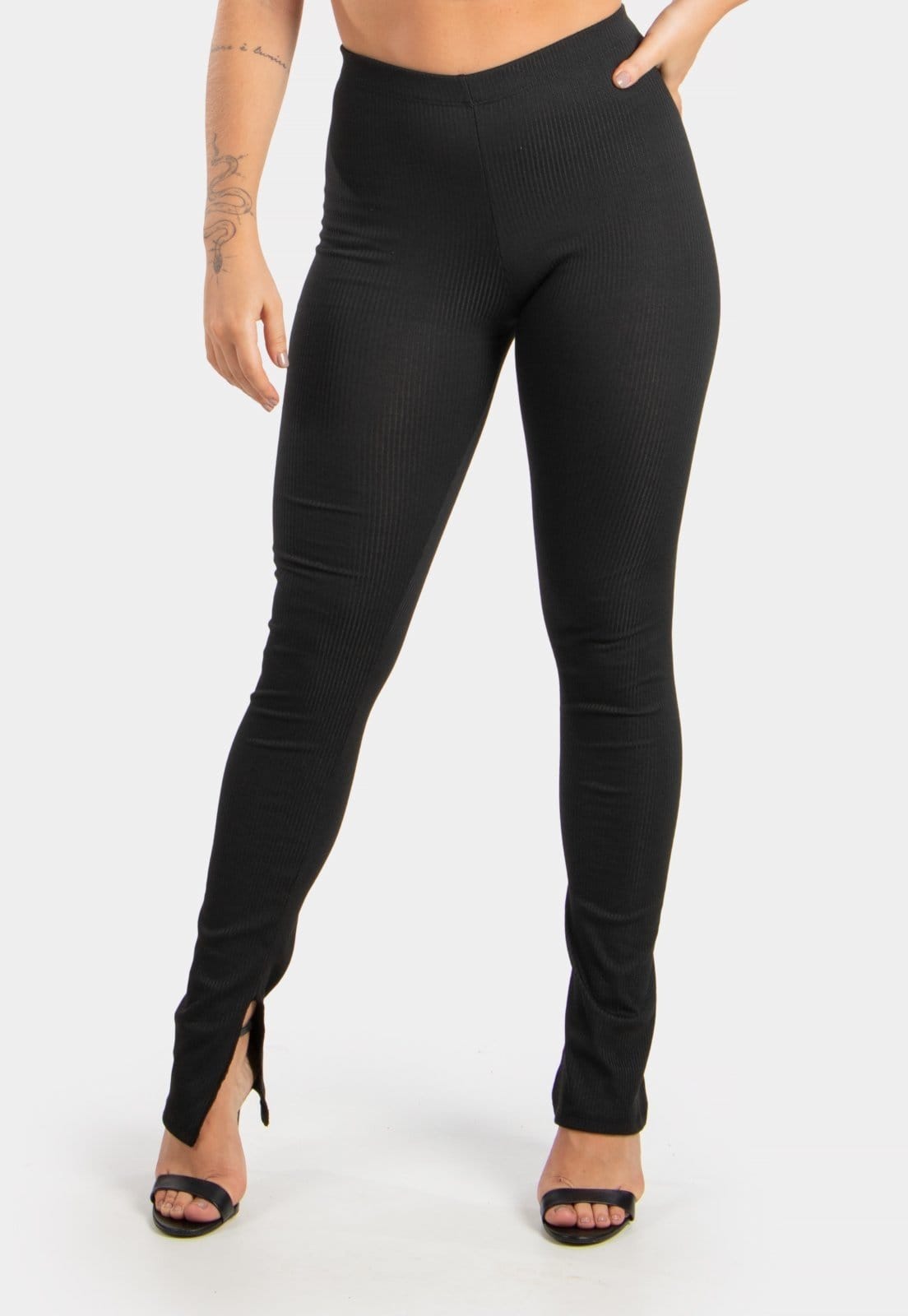Vista principal Calça Legging Diluxo Cintura Alta Ribana Preta Diluxo preto