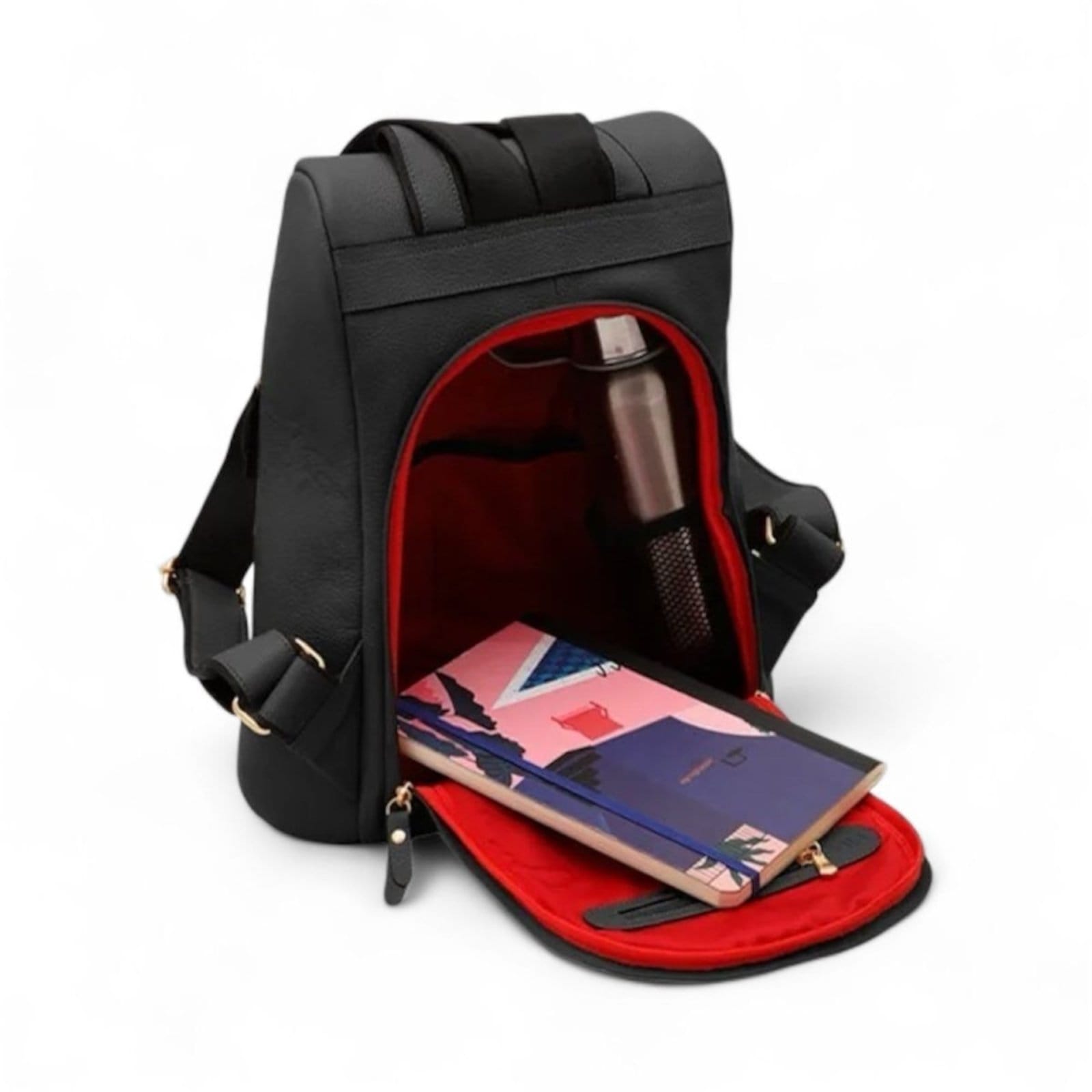 Vista 2 Mochila Feminina Mariart em Couro Dalia Mariart preto