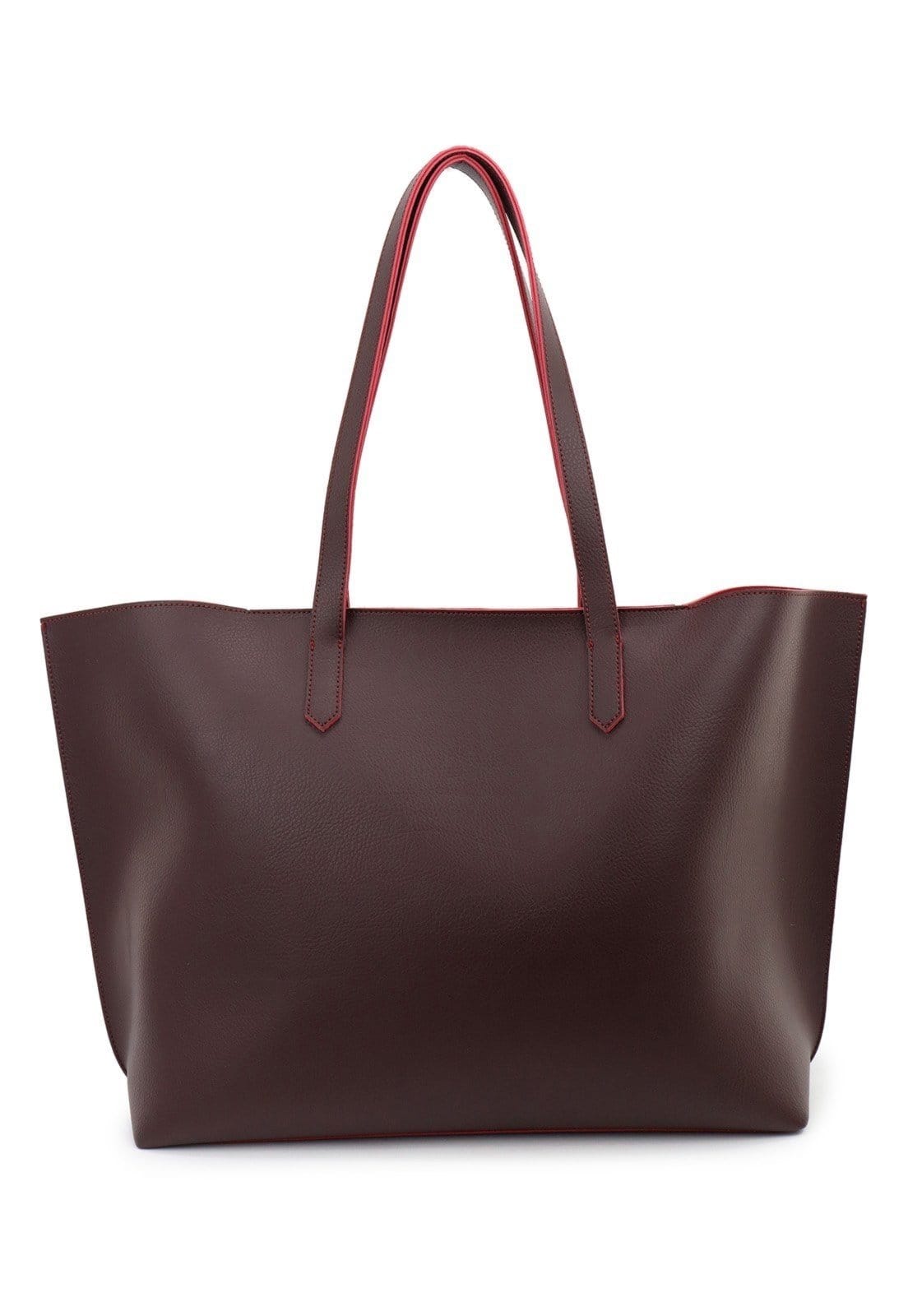 Vista 2 Bolsa Saco Feminina Perfeita para Dia Dia Faculdade Trabalho e Lazer Retta Oficial vinho