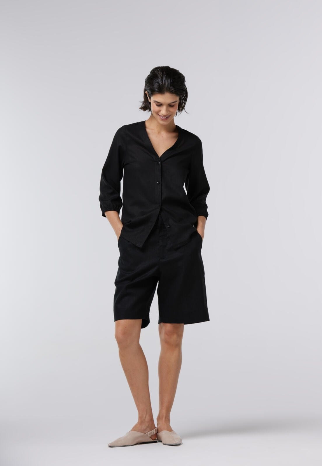 Bermuda Linho Traymon Cintura Alta