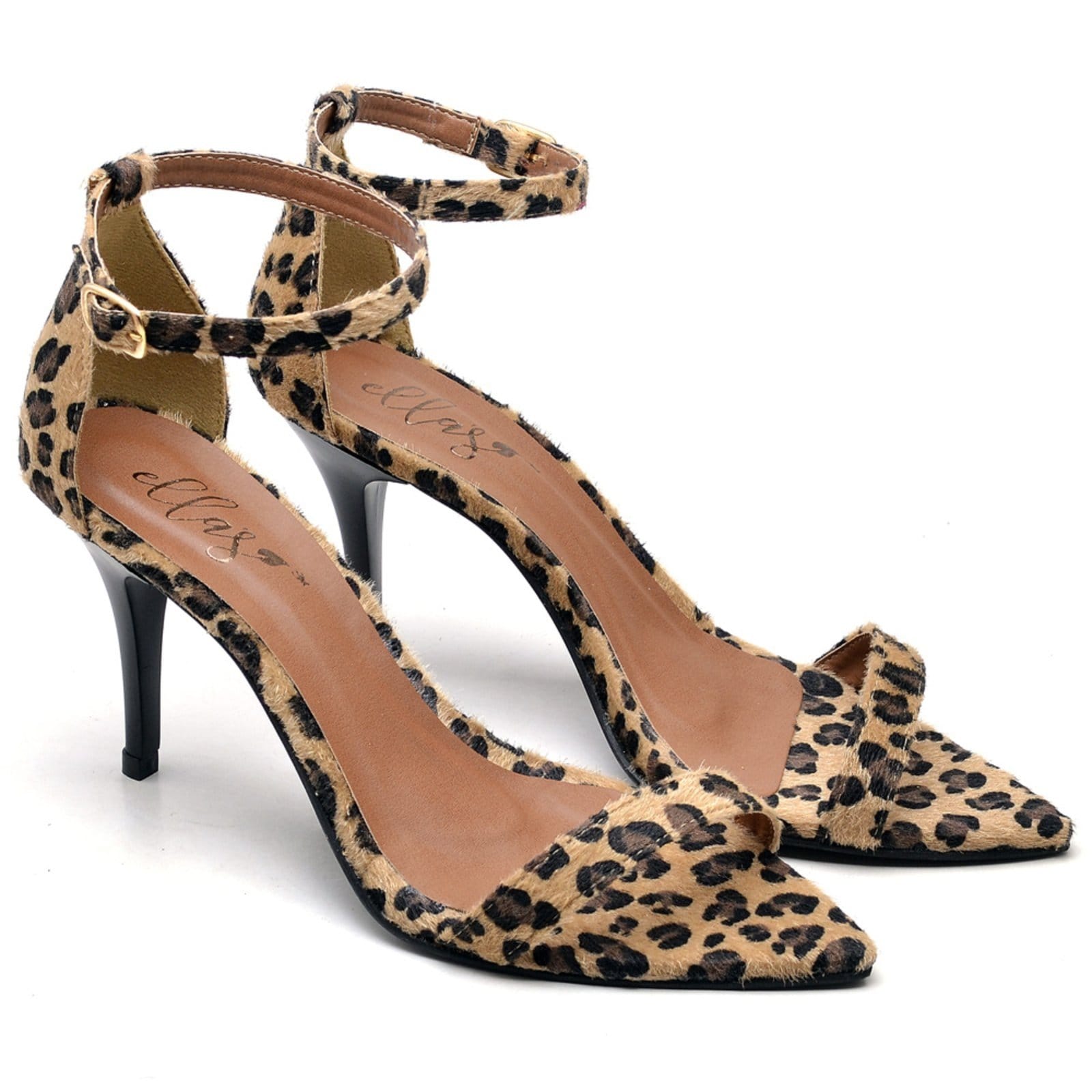 Sandália Bico Folha Salto Médio Tiras Finas Pelo Ella's