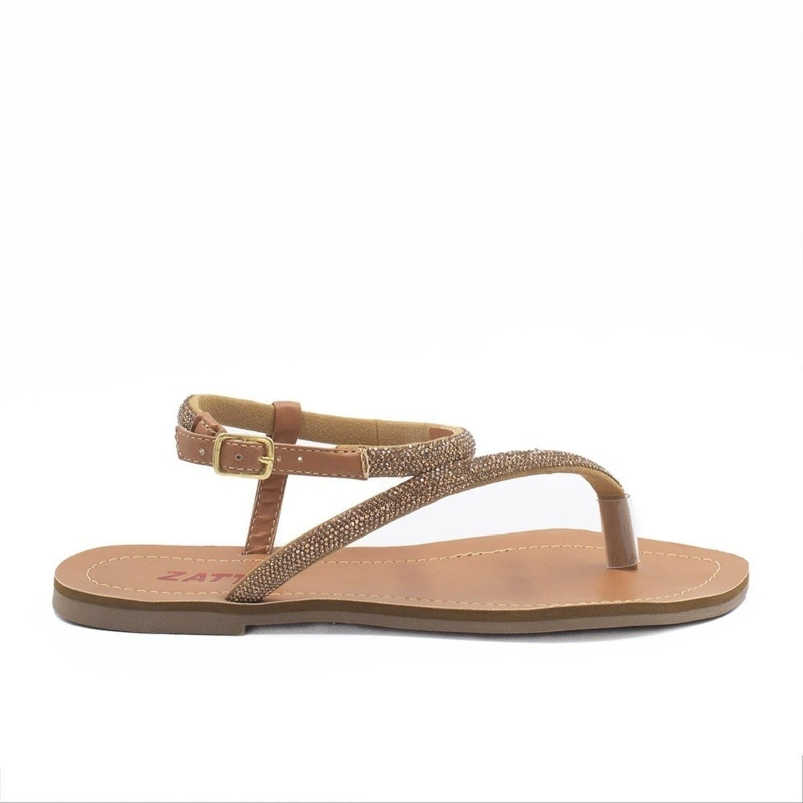 Rasteira Zatta Feminina De Dedo Brilho Magda Caramelo