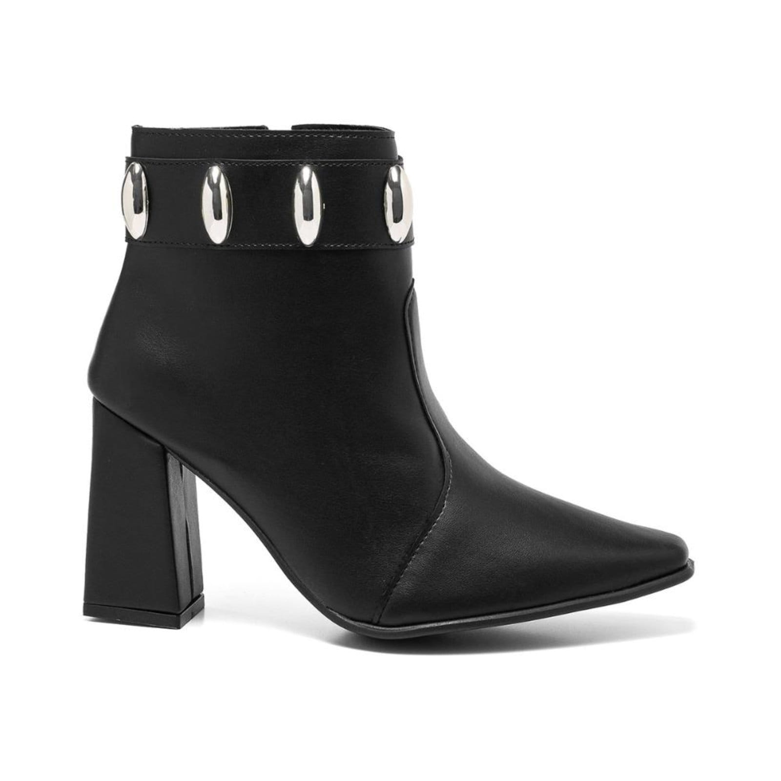 Bota Feminina Stessy Shoes Cano Curto Salto Grosso Casual Lesma Elegante