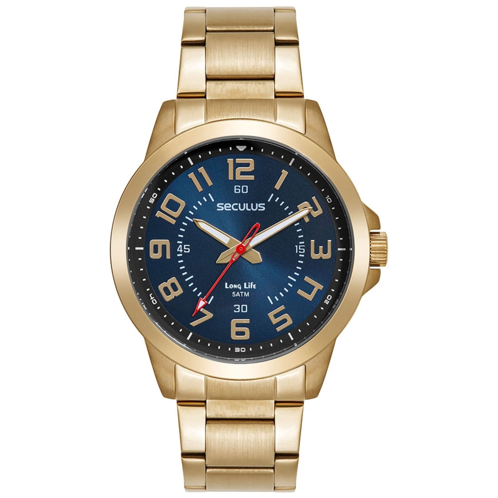 Relógio Masculino Seculus Casual Aço Mostrador Azul