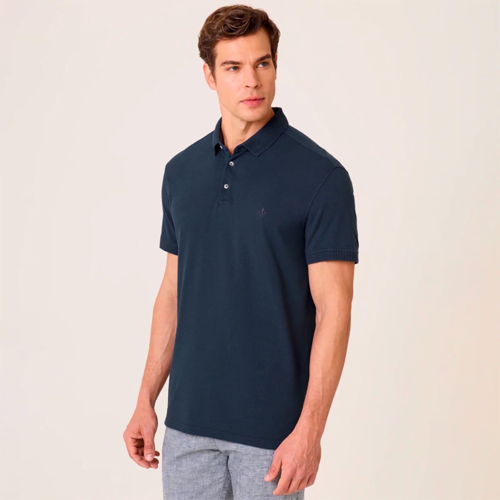 Camisa Polo Dudalina Piquet Texture Ve26 Marinho Masculino