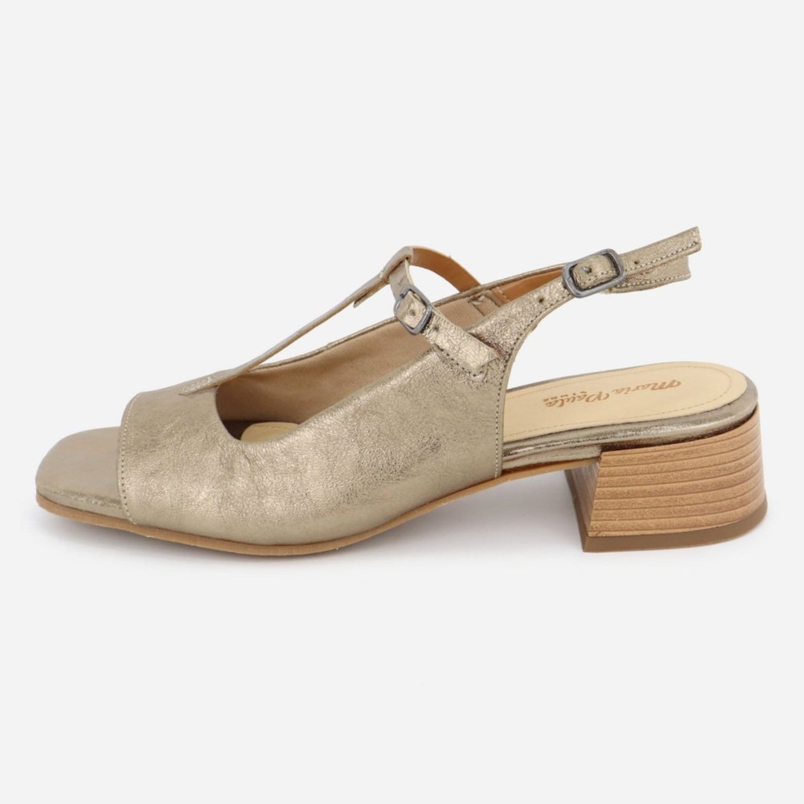 Sandália Prata Fácil Calce Maria Paula Couro Baixo Salto Feminina Velho