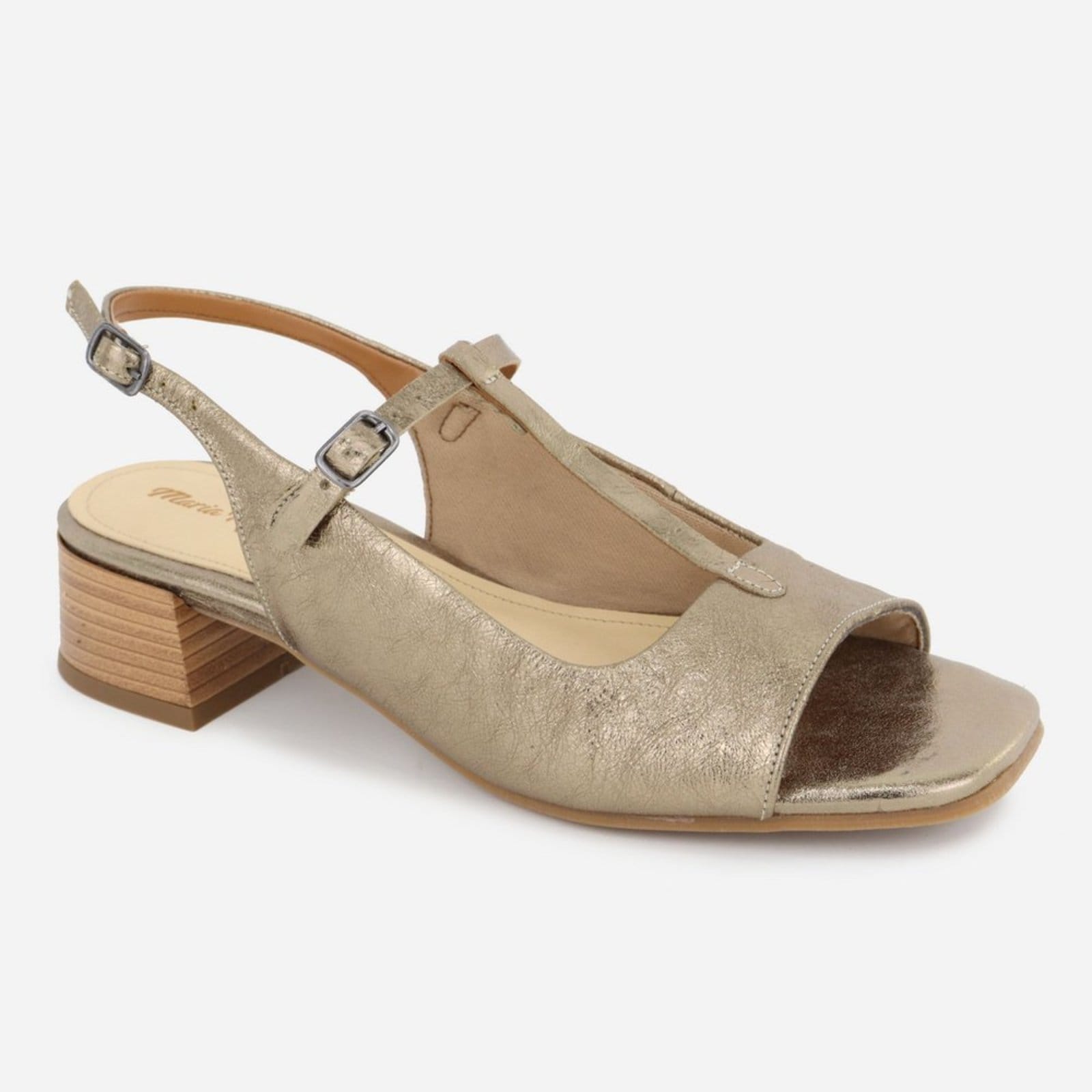 Vista 2 Sandália Prata Fácil Calce Maria Paula Couro Baixo Salto Feminina Velho MARIA PAULA prata velho