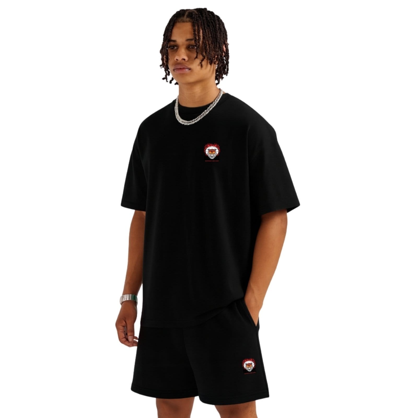 Conjunto Camiseta Oversized e Bermuda Moletinho Estampado Inspire