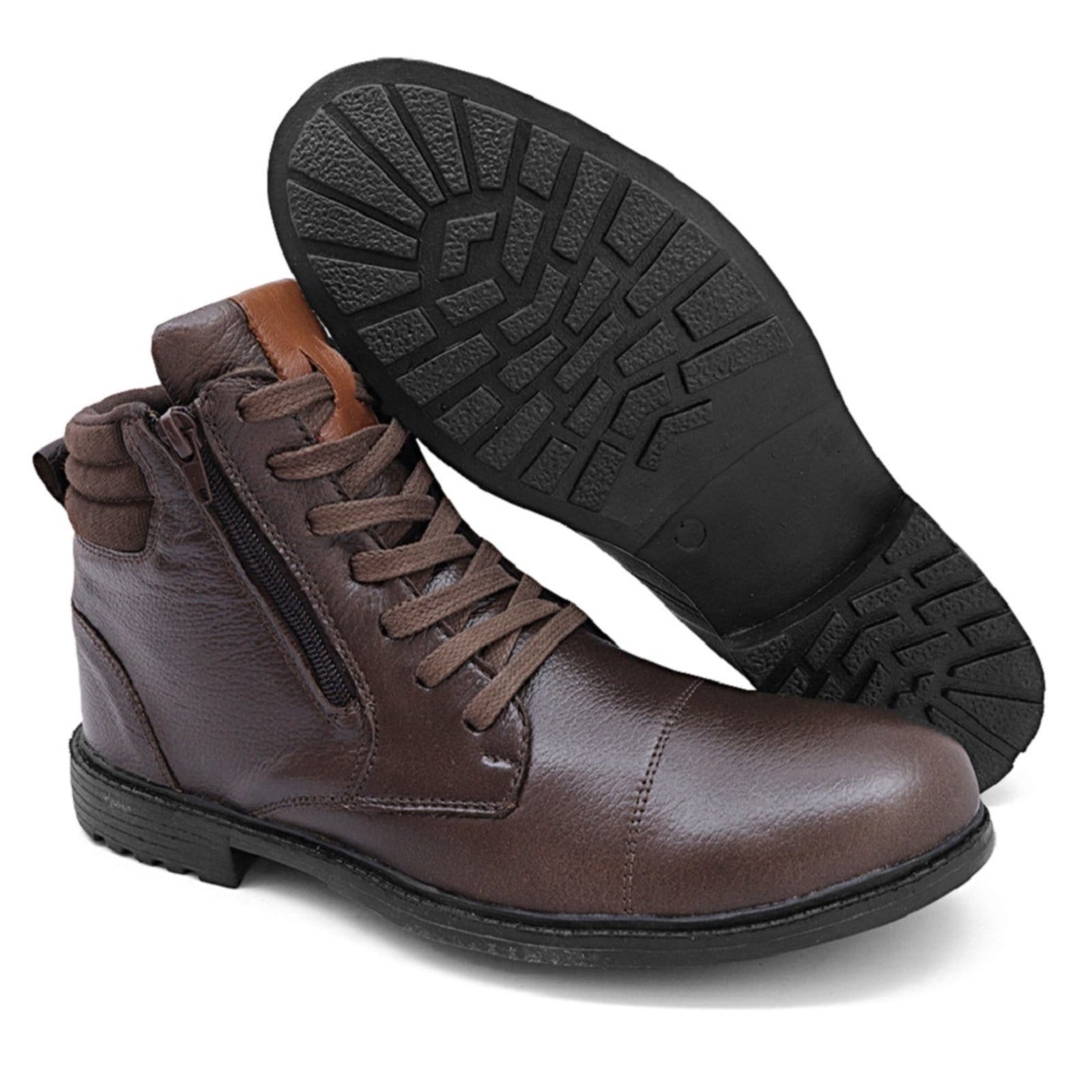 Vista 2 Bota Coturno Masculino Casual Nine4 em Couro Soft Premium Nine4 café/marrom