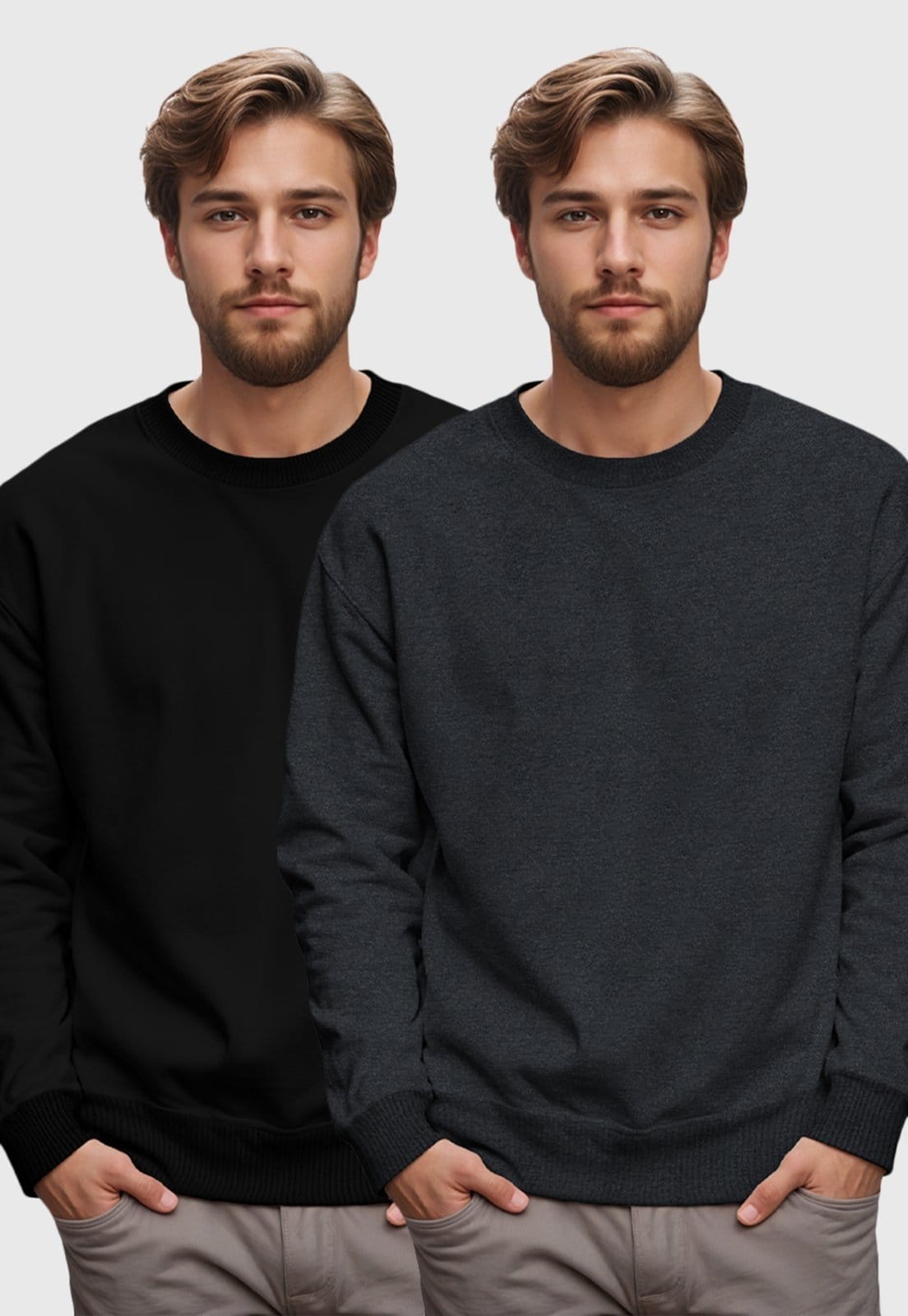 Kit 2 Moletons Masculinos Gola Redonda Benellys Chumbo