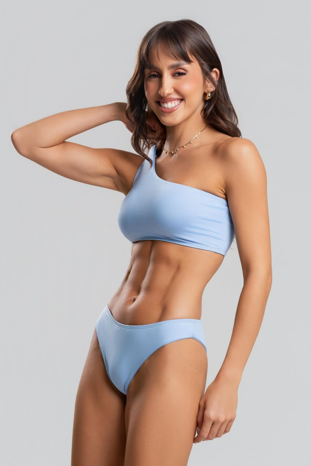 Vista 2 Biquini Um Ombro Só Calcinha Comum Serenity Vicbela azul