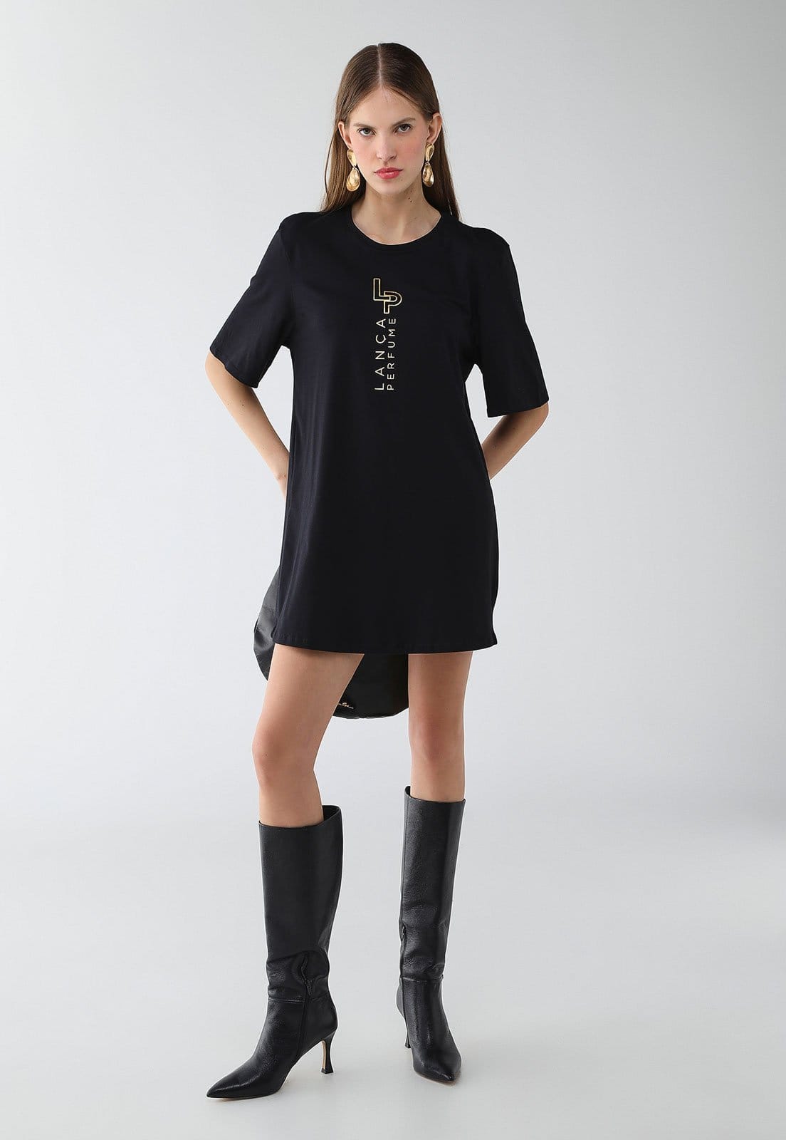 Vista 2 Vestido Feminino Lança Perfume T-Dress Logo Vertical Lança Perfume preto