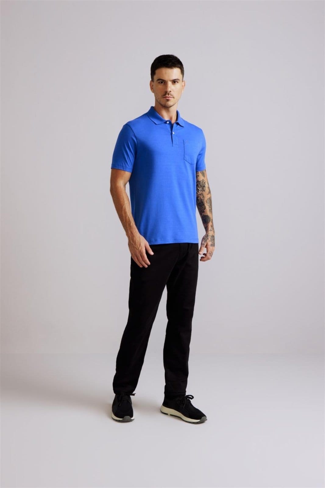 Vista 2 HIGHSTIL Polo Manga Curta com Bolso Comfort Malha Básica Bic HIGHSTIL azul