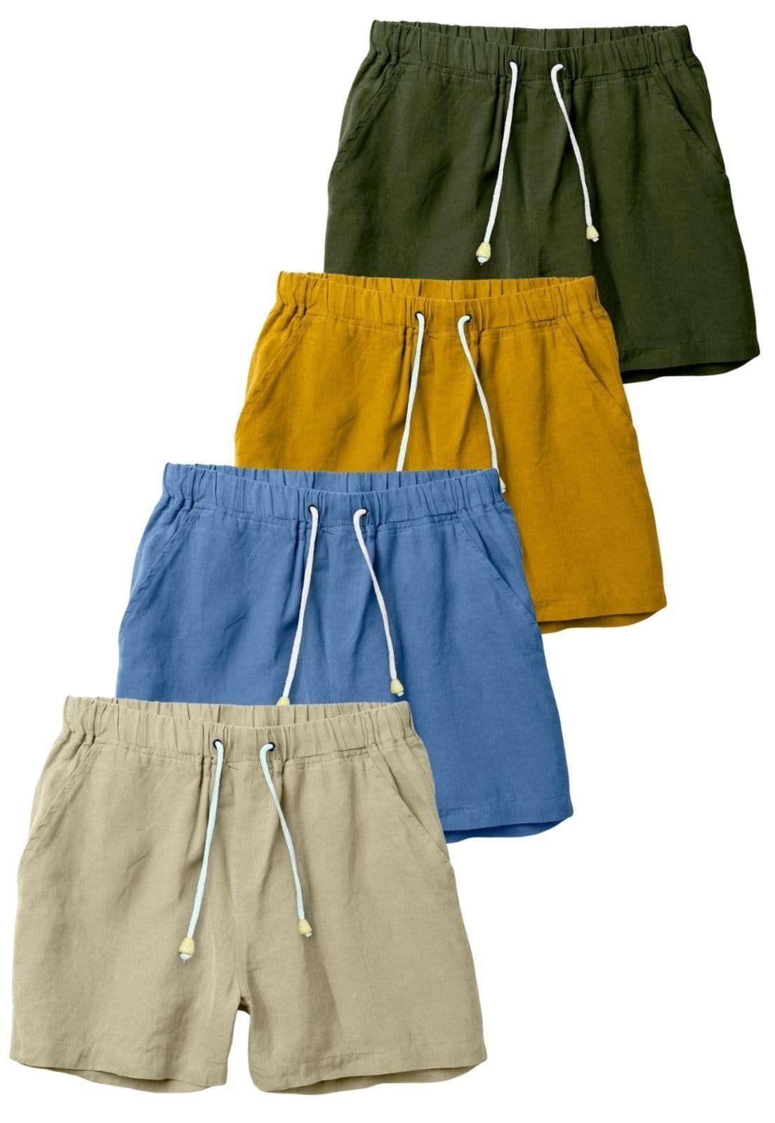 Kit 4 Shorts Linho Premium Relaxado Bermuda Masculina