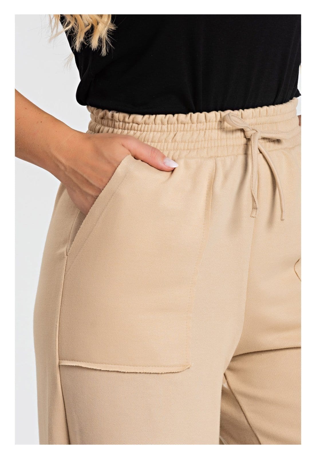 Calça Moletinho Meujeans Wide Leg Cappuccino