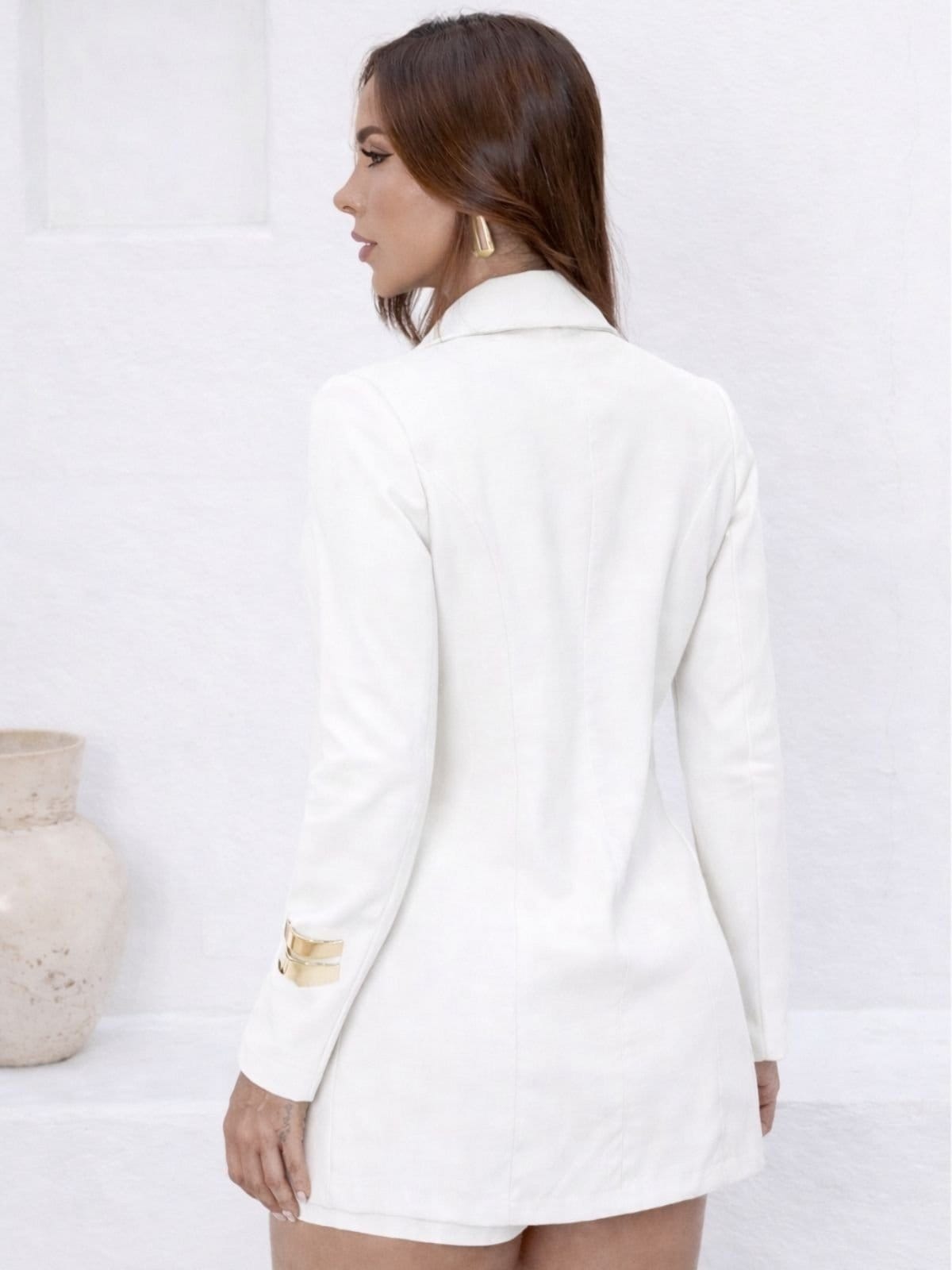 Vista 2 Conjunto Feminino Tropical Fashion Blazer Colete Duplo Shorts Curto Elegante TROPICAL FASHION branco