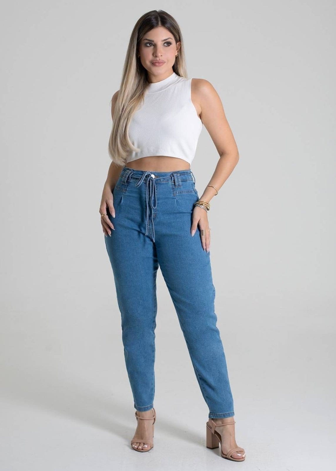 Vista 2 Calça Jeans Sawary Mom - 279842 Sawary azul