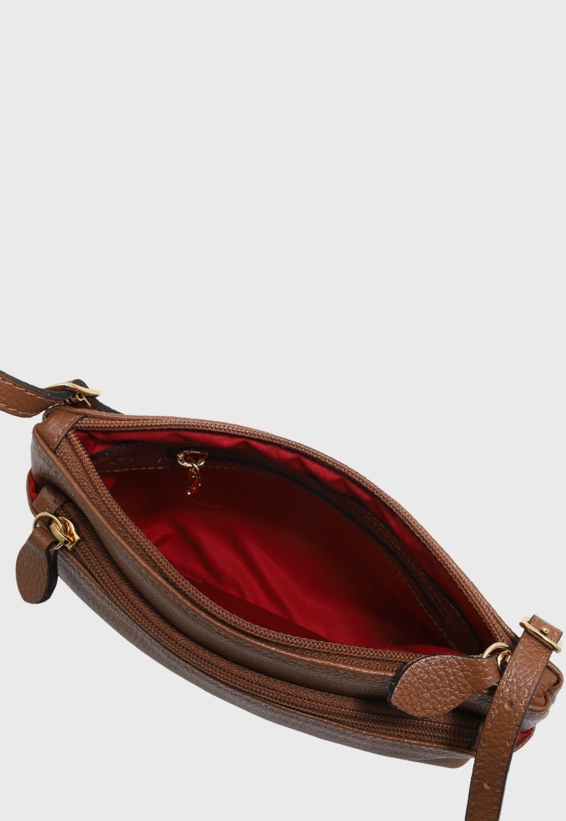 Vista 2 Bolsa Transversal de Couro Mariart Ágata Camel Mariart caramelo