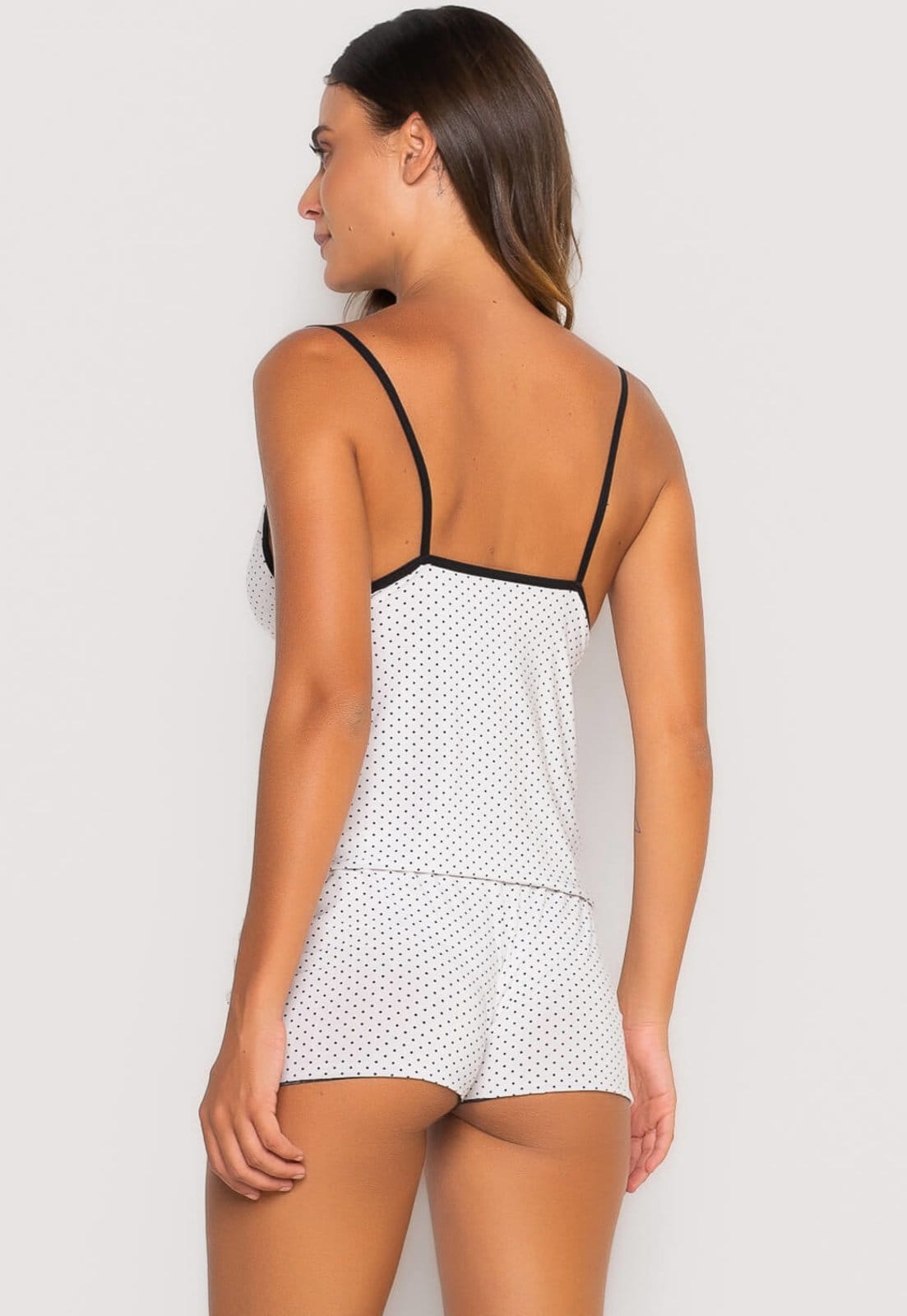 Vista 2 Baby Doll Bravaa Store Liganete Estampado Conjunto Pijama Barato Promoção Super Confortável 086 BRAVAA STORE branco