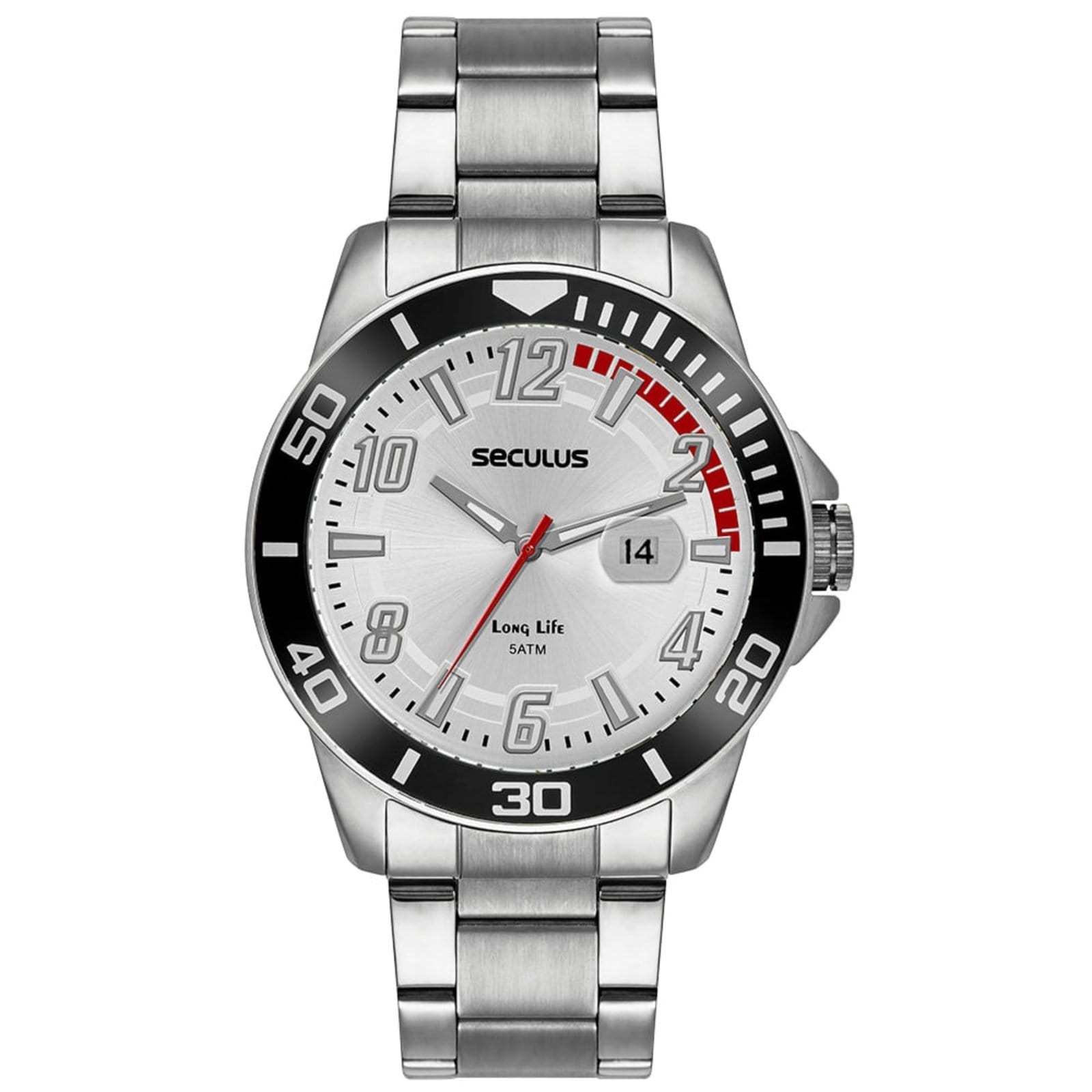 Relógio Masculino Aço Com Lupa Para Calendário