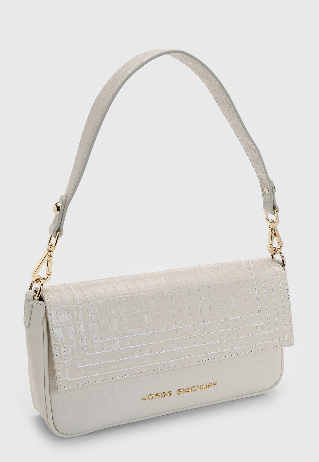 Vista 2 Bolsa Feminina Jorge Bischoff Textura Croco Off-White Jorge Bischoff off-white white