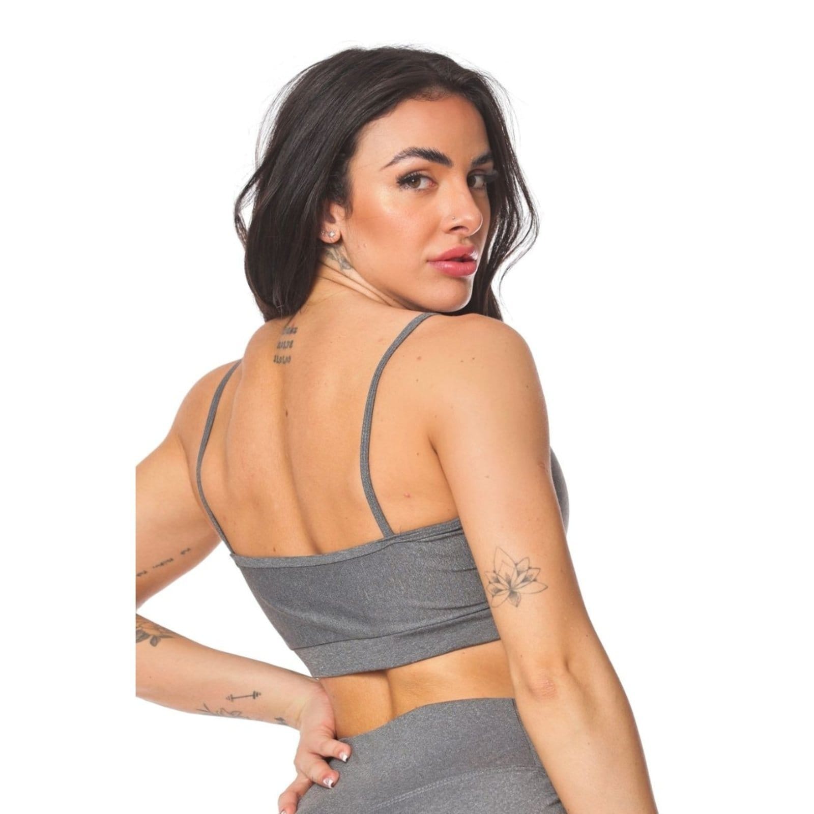 Vista 2 Top de Alça FMF Feminino Básico Roupa de Academia Fitness Confortável FMF verde