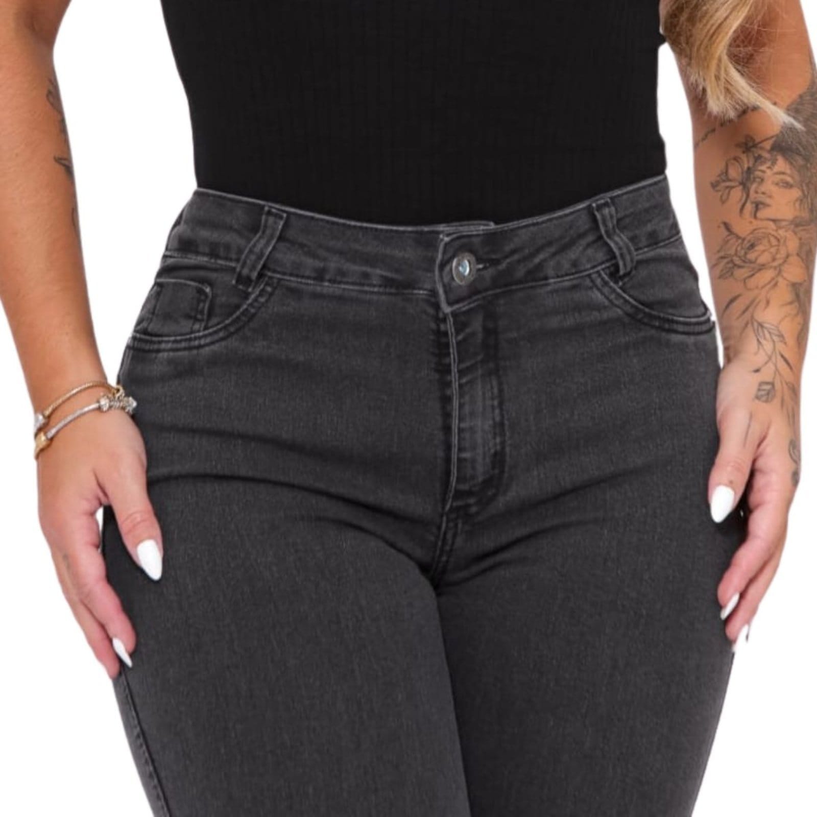 Vista 2 Calça Skinny Feminina Alleppo Jeans Alleppo Jeans cinza/grafite