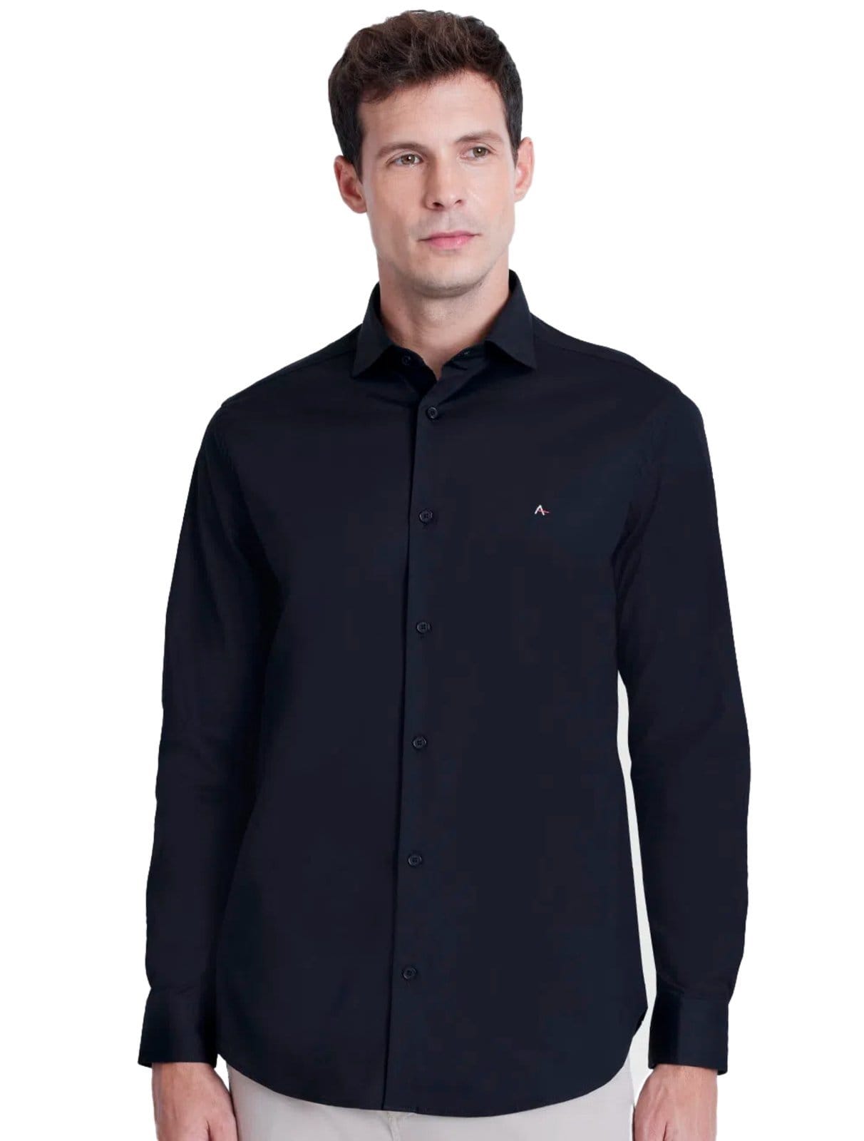 Camisa Aramis Masculina Slim Tricoline Stretch Preta