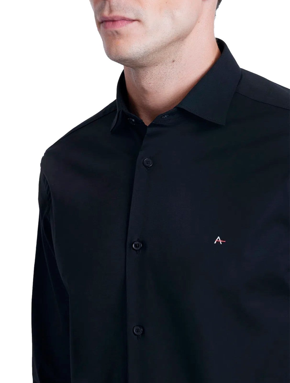 Vista 2 Camisa Aramis Masculina Slim Tricoline Stretch Preta Aramis preto