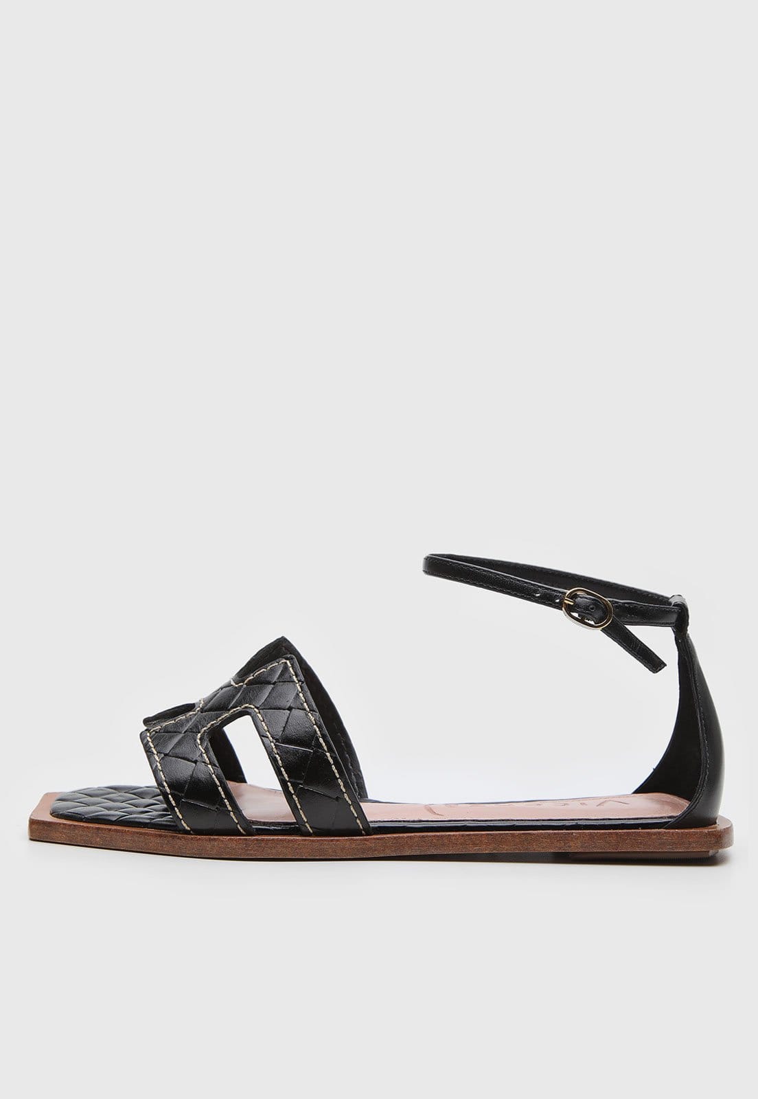 Rasteira Fechada Feminina Vicenza Recortes Geométricos Preta