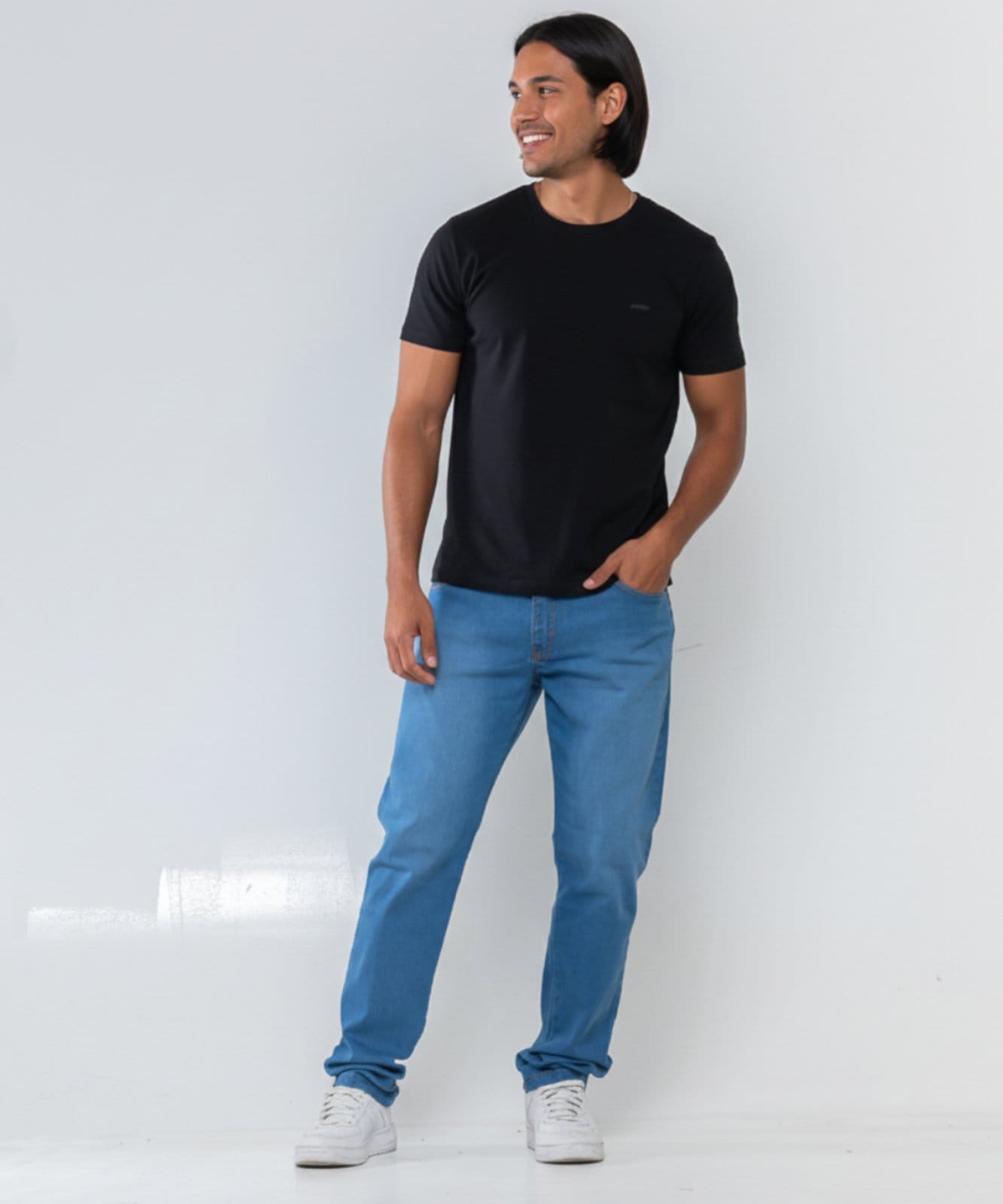 Vista 2 Calça Jeans Masculina Alpha Street Wear Slim Claro Conforto e Estilo Fashion para o Dia a Dia Alpha Street Wear azul/jeans azul