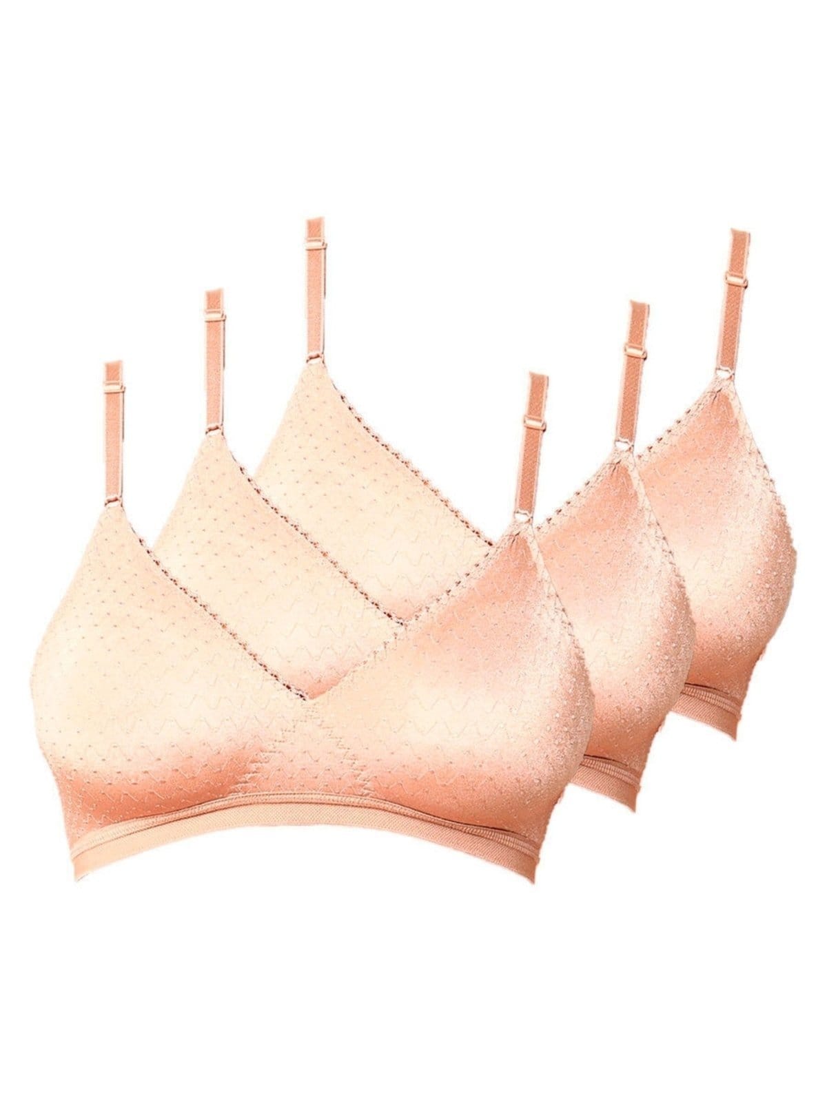 Vista principal Kit com 3 Sutiãs sem Aro e sem Bojo Poás Demillus 61411 Demillus bege