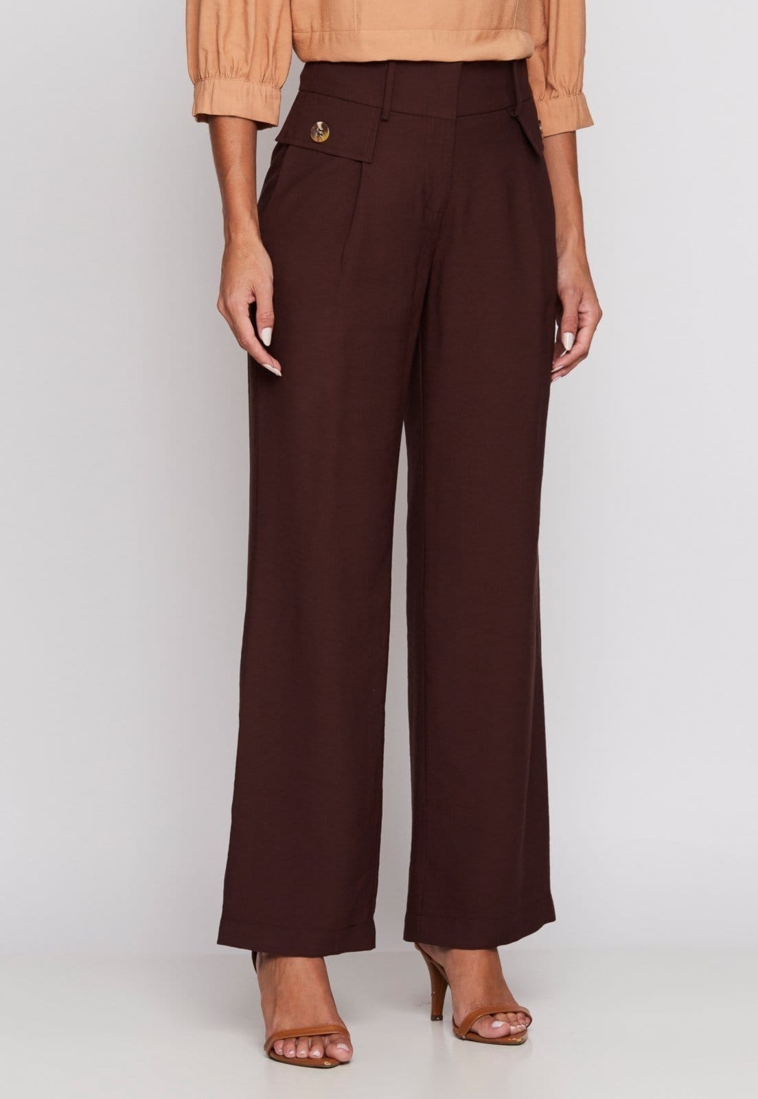 Calca Alfaiataria Reta Bolso Miss Joy 8231 Feminino