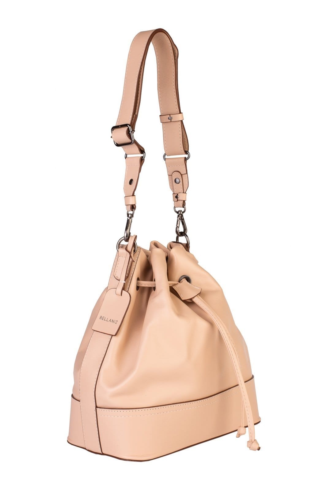 Vista 2 Bolsa Bellaniz Saco Em Couro Liso Naiara Bellaniz bege