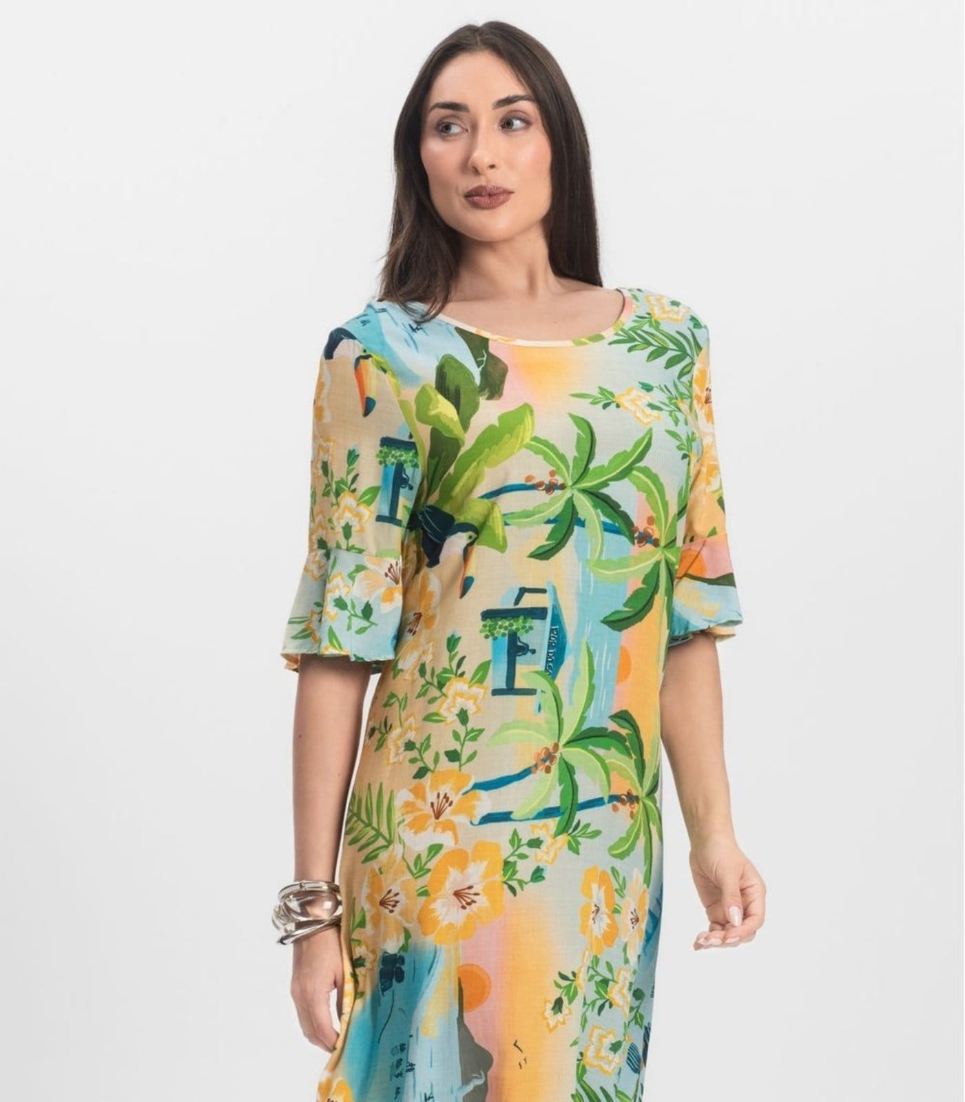 Vista 2 Vestido Feminino Estampado Infinita Cor INFINITA COR preto