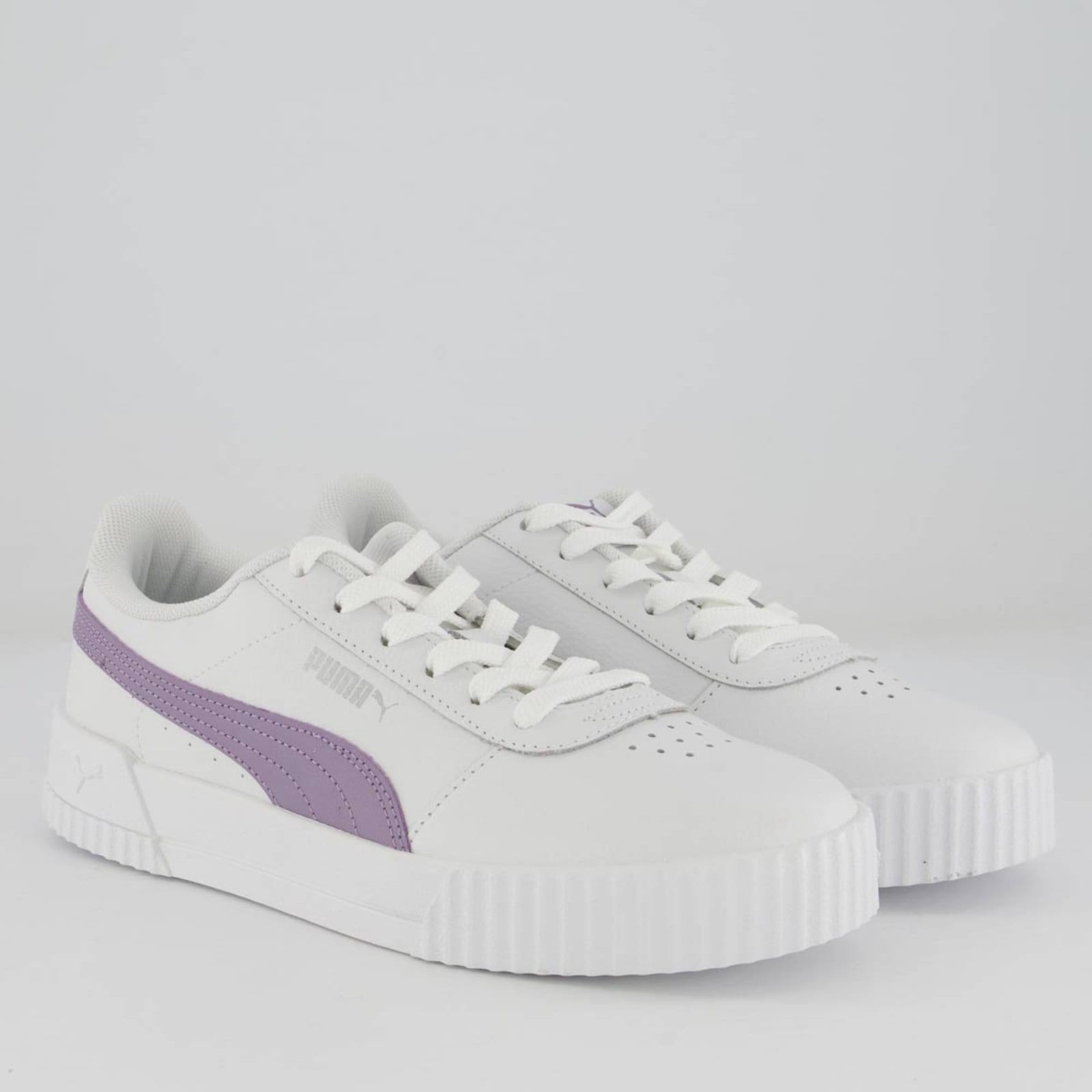 Vista 2 Tênis Puma Carina BDP Feminino e Lilás Puma branco