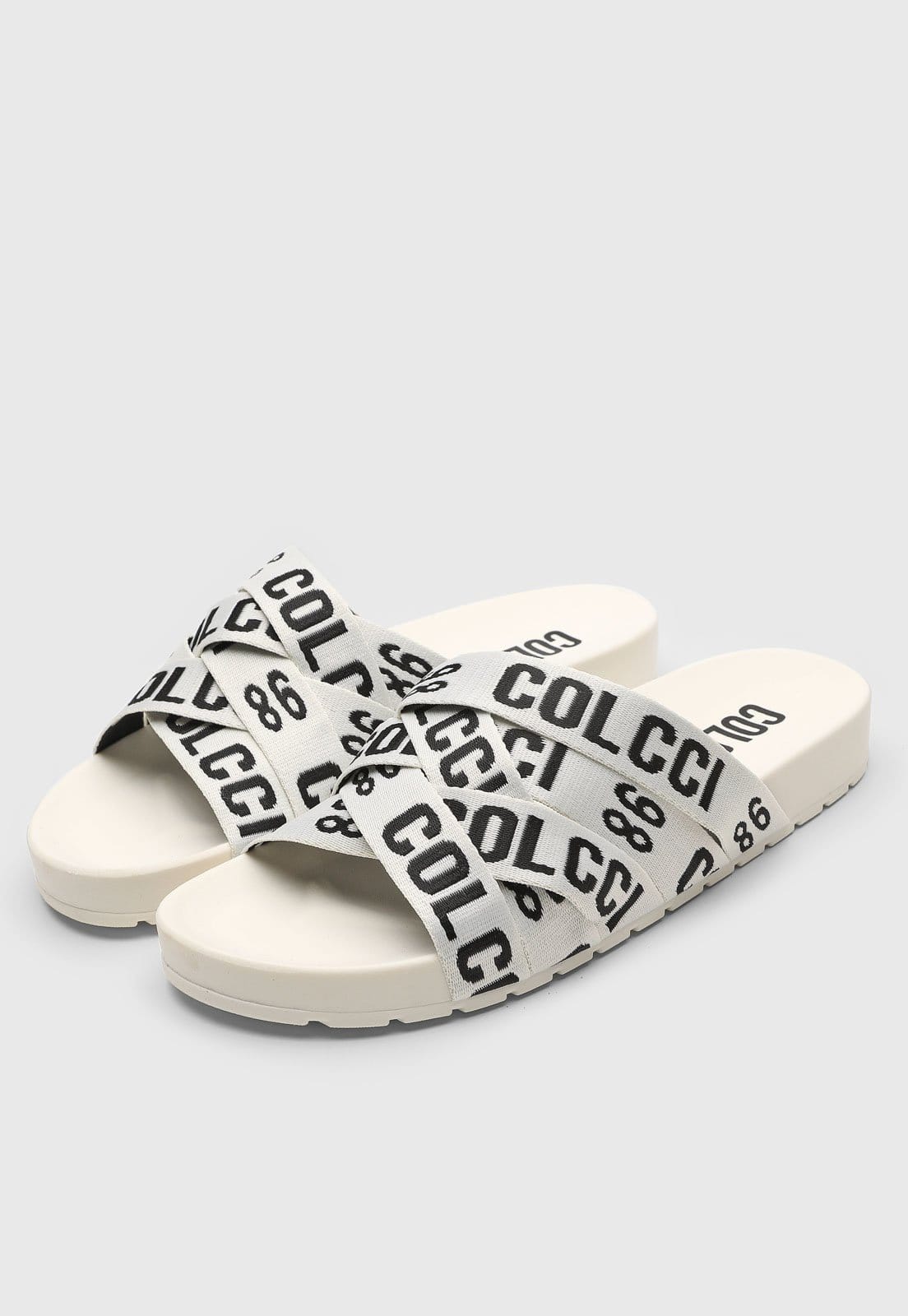 Vista 2 Rasteira Slide Colcci Tiras Branca Colcci branco