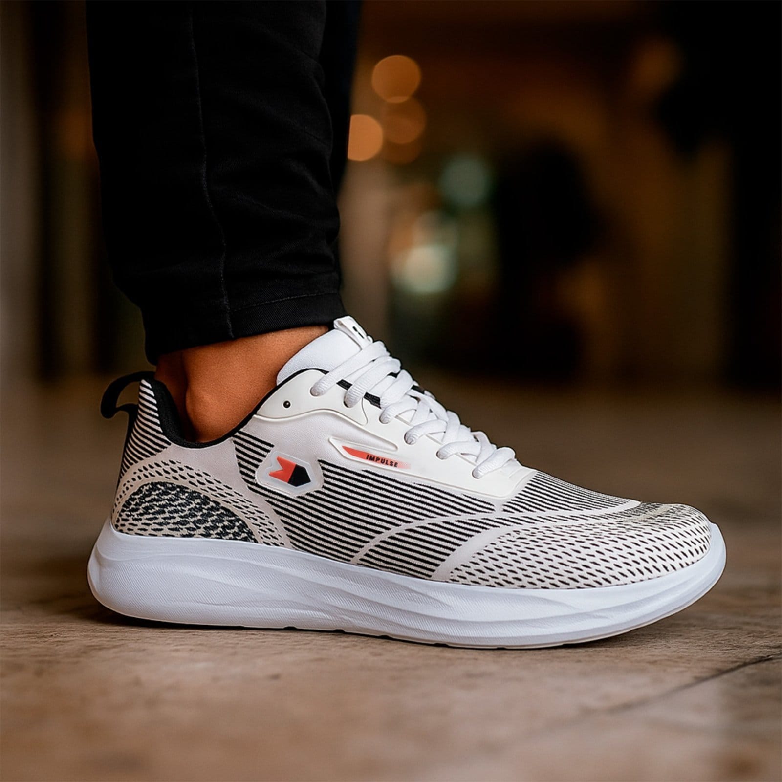 Vista 2 Tênis Sandrini Impulse Academia Eva Esporte Leve Caminhada Sandrini branco/preto/vermelho