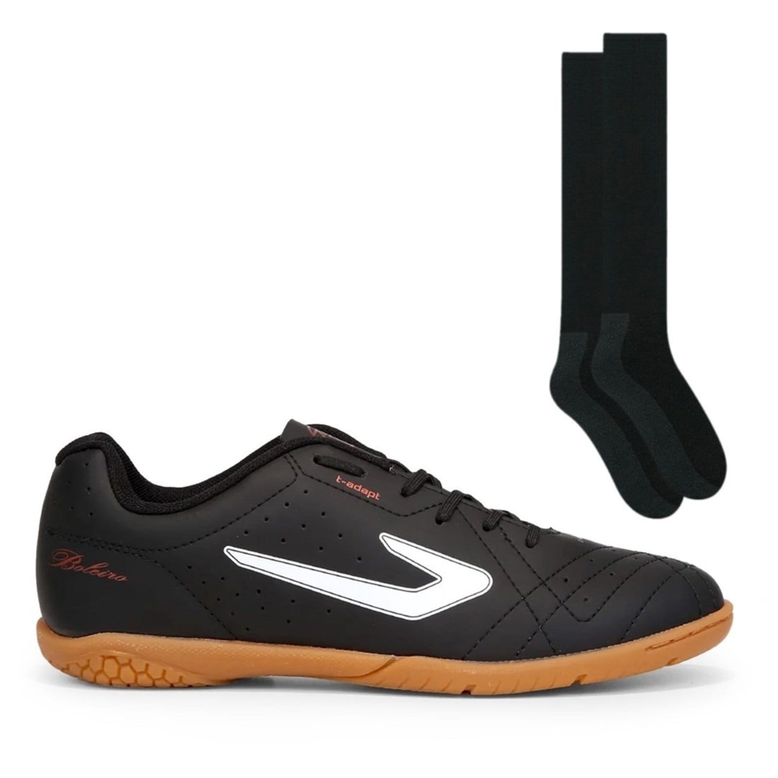 Vista principal Chuteira Futsal Topper Boleiro V + Meião Color Sports de Futebol Topper preto