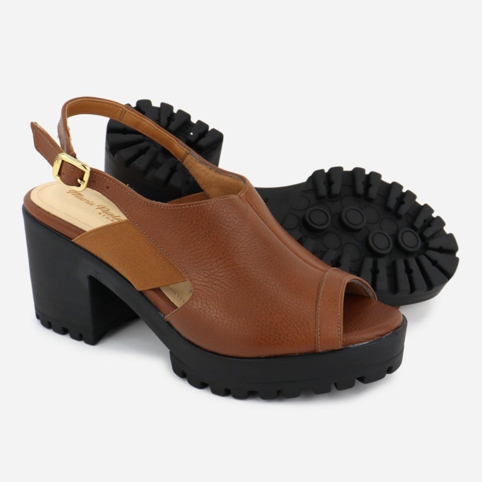 Vista 2 Tamanco Tratorado Couro Maria Paula Casual MARIA PAULA marrom