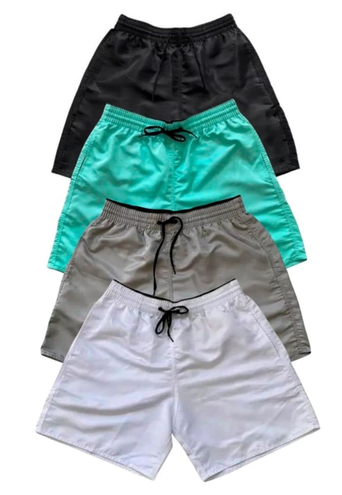 Kit 4 Short Masculino Tactel Relaxado Moda Praia Com Bolsos Cores Lisas